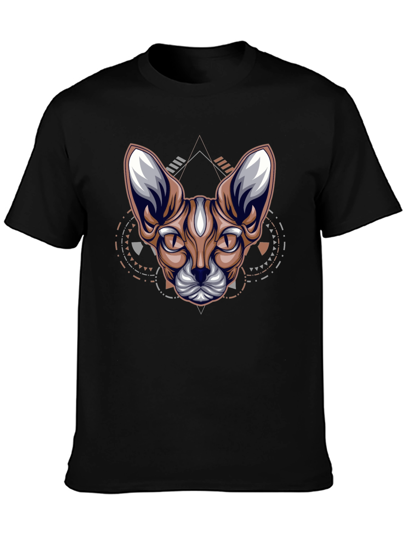 Geometric Cat Graphic Tee - Cool Streetwear
