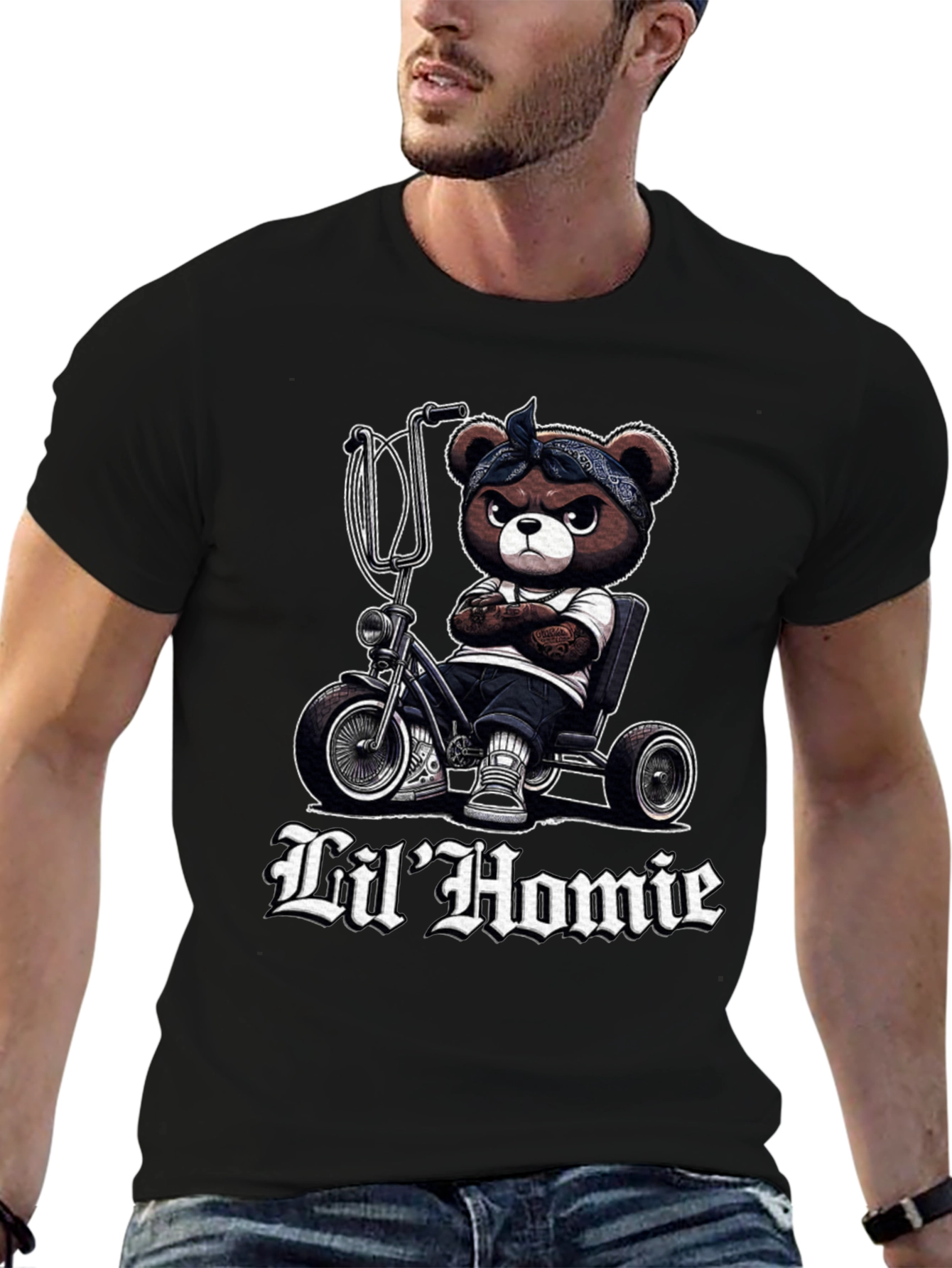 Lil Homie Bear on Trike Graphic Tee