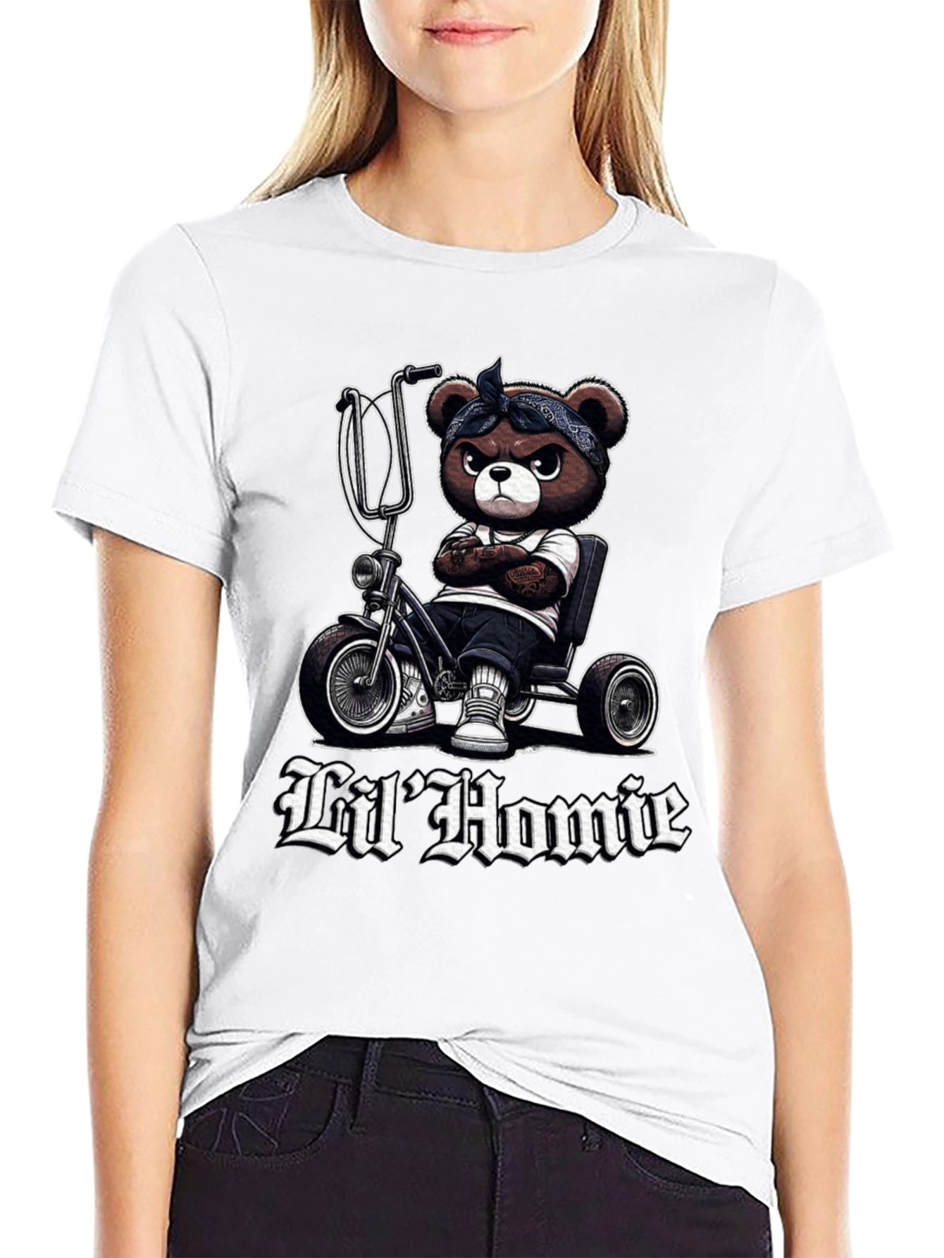 Lil Homie Bear on Trike Graphic Tee