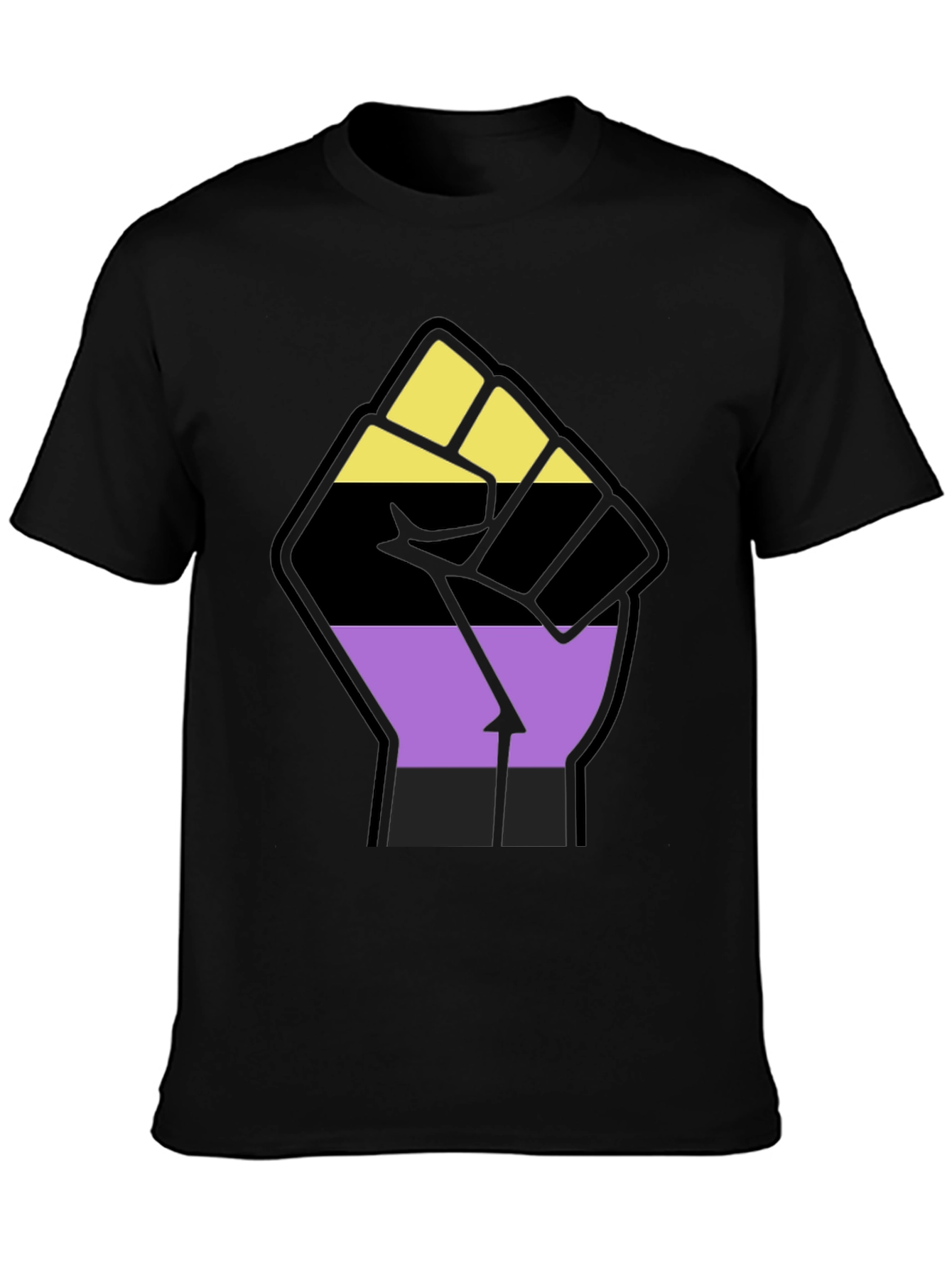 Nonbinary Pride Fist Black Tee