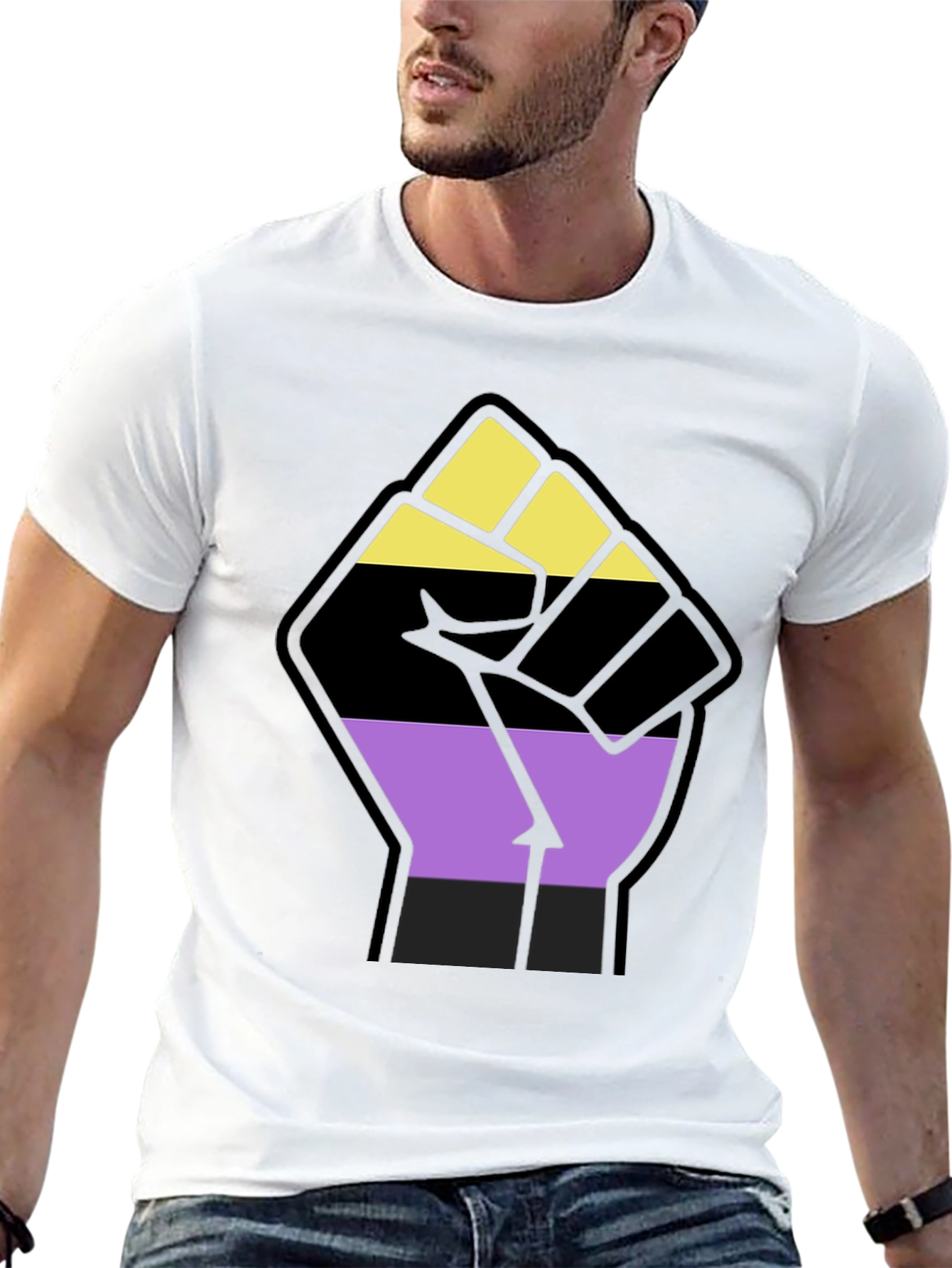 Nonbinary Pride Fist Black Tee