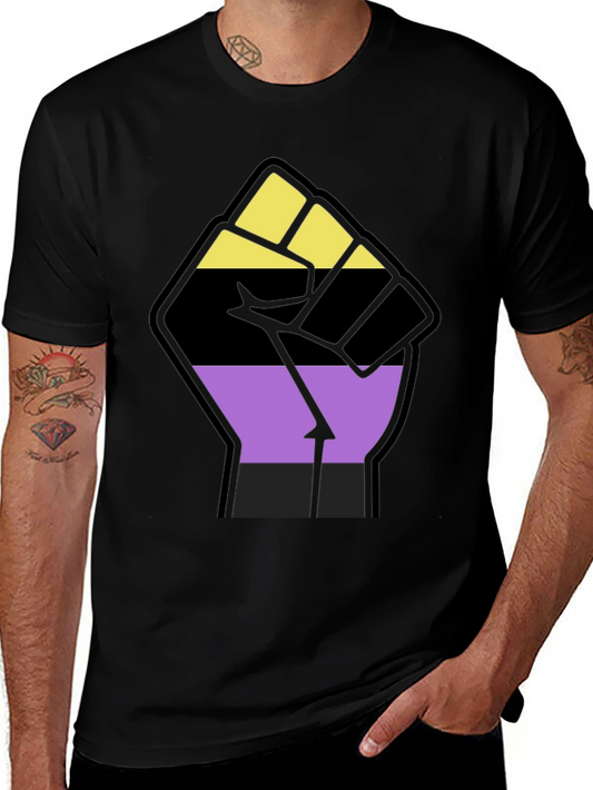 Nonbinary Pride Fist Black Tee