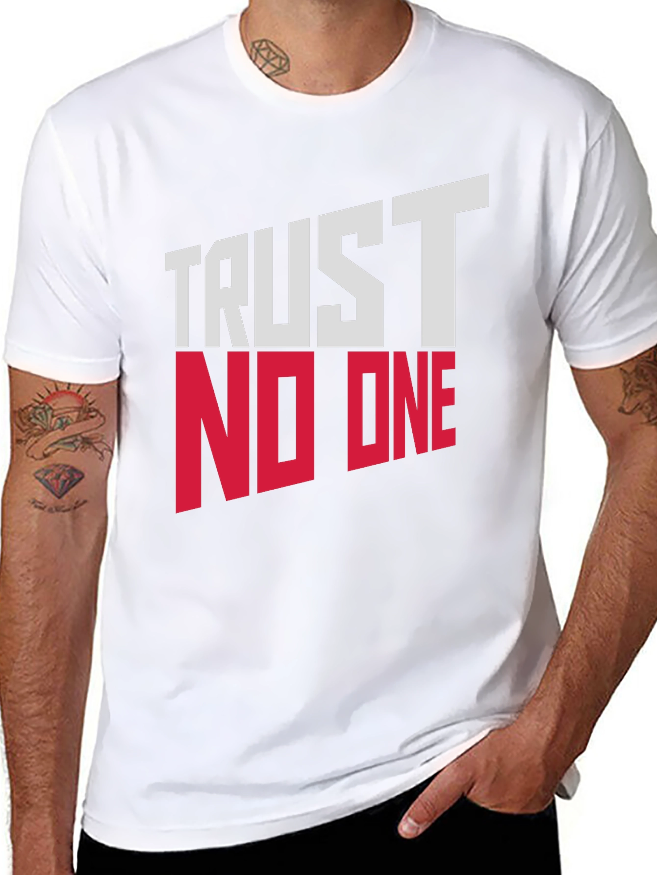 Trust No One Graphic Print Black T-Shirt