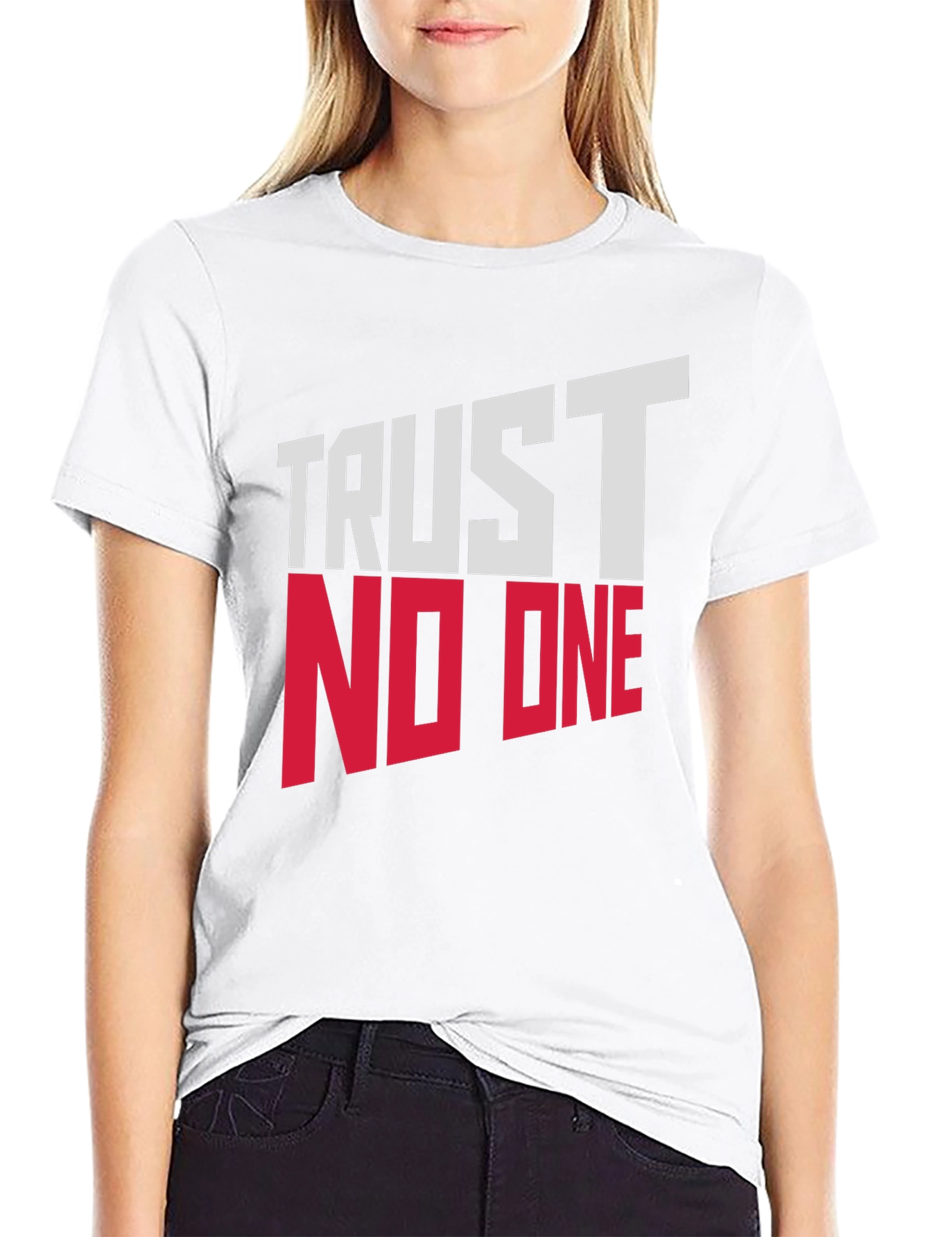 Trust No One Graphic Print Black T-Shirt