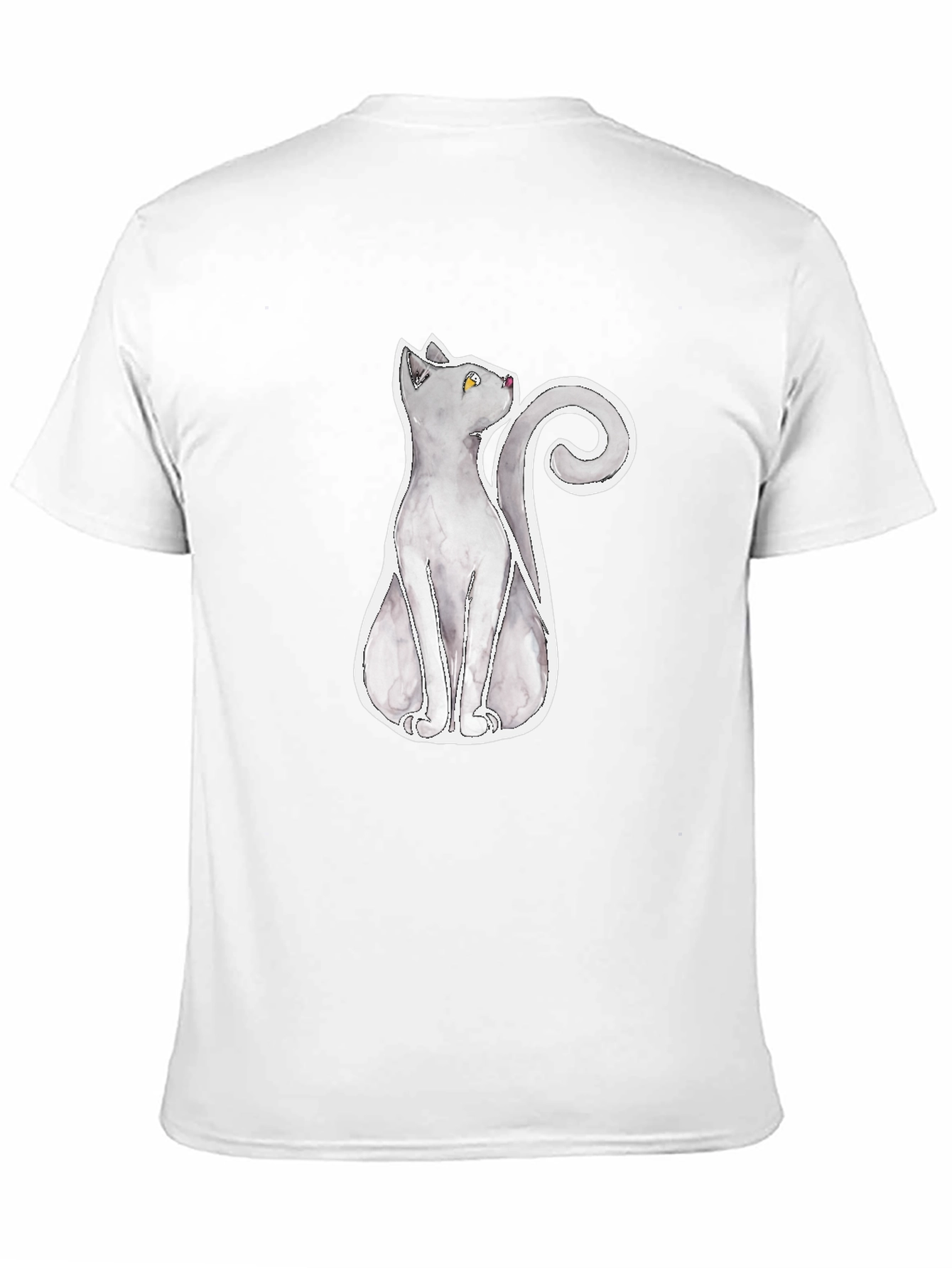 Grey Cat Graphic Tee - Mens Black T-Shirt