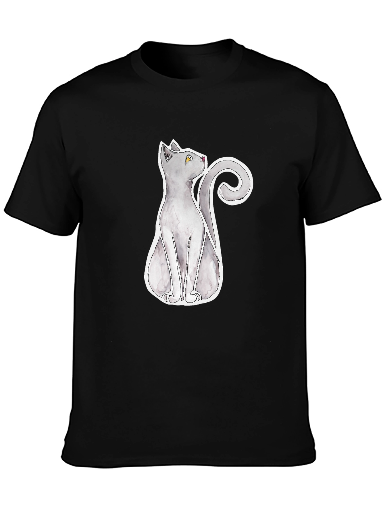 Grey Cat Graphic Tee - Mens Black T-Shirt