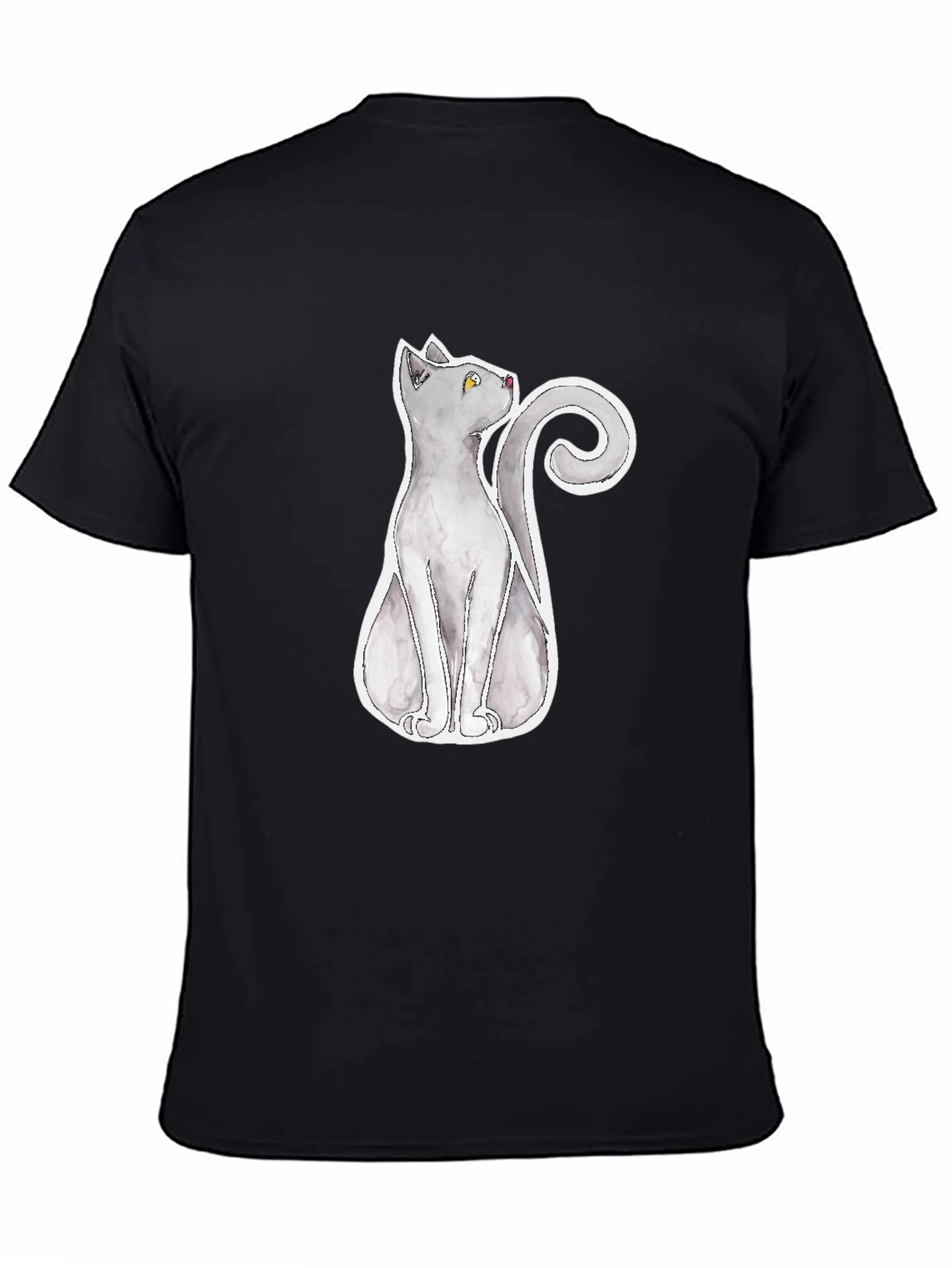 Grey Cat Graphic Tee - Mens Black T-Shirt