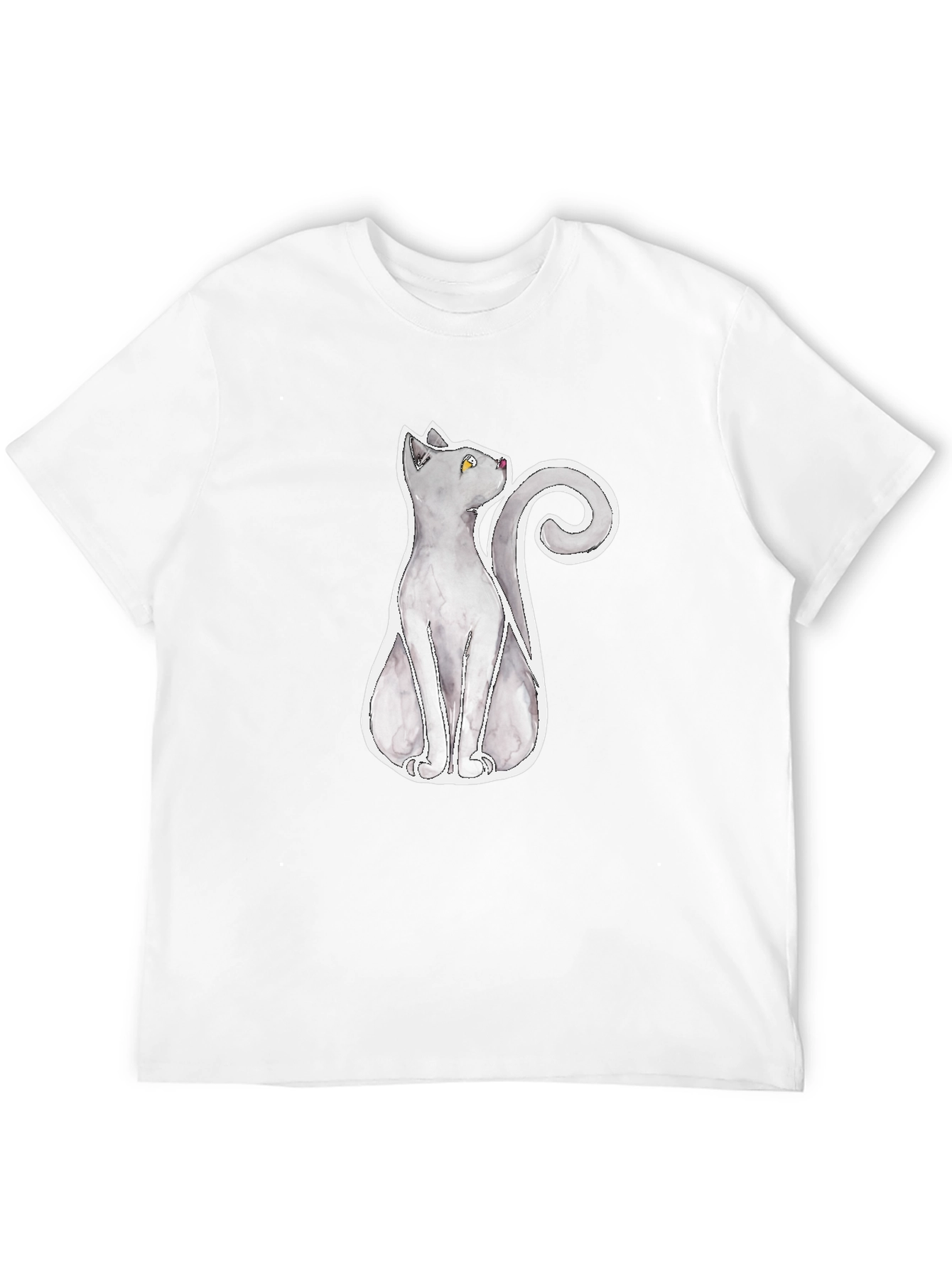 Grey Cat Graphic Tee - Mens Black T-Shirt