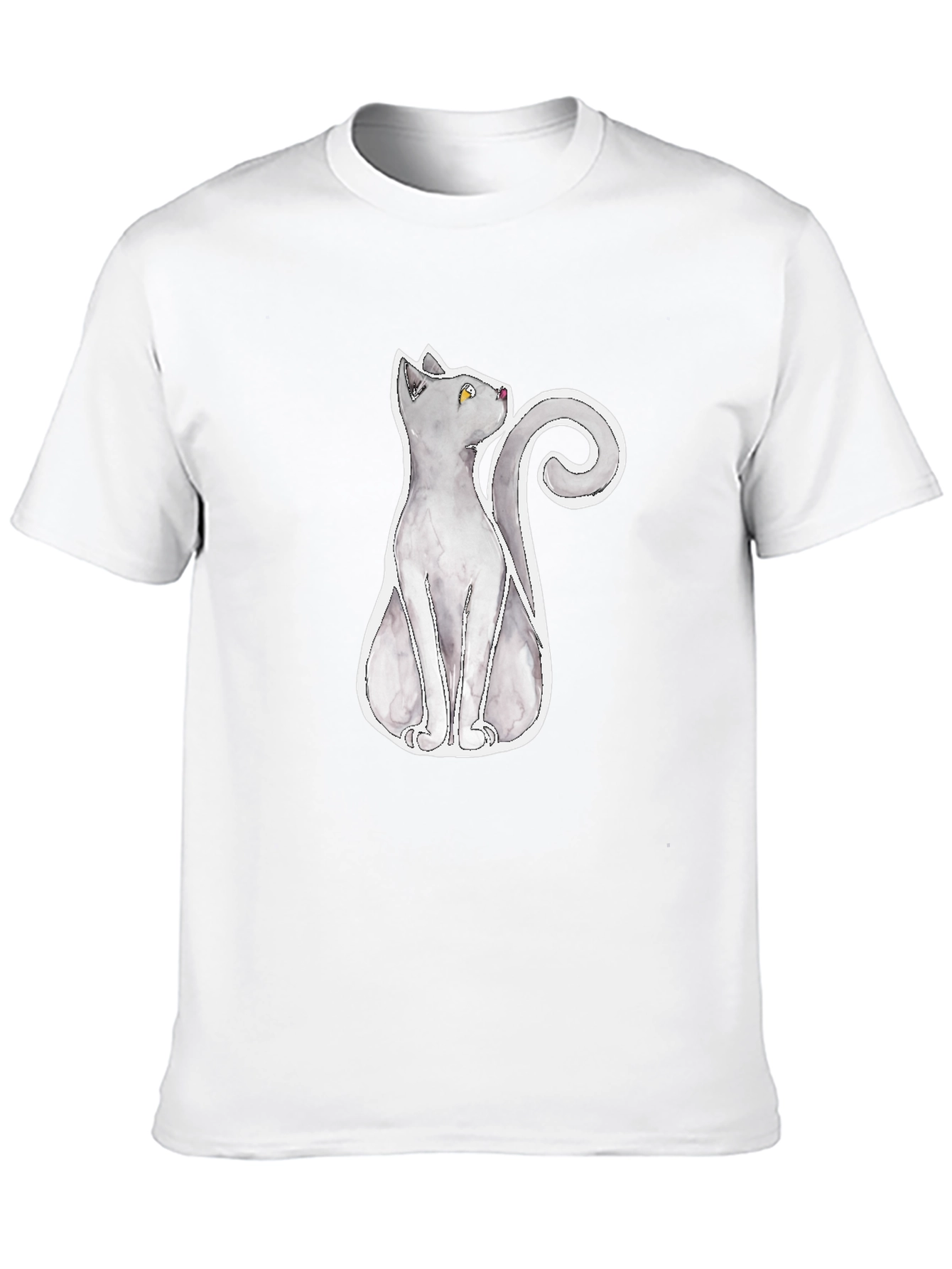 Grey Cat Graphic Tee - Mens Black T-Shirt
