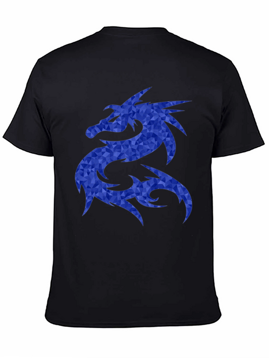 Geometric Dragon T-Shirt - Cool Blue Design