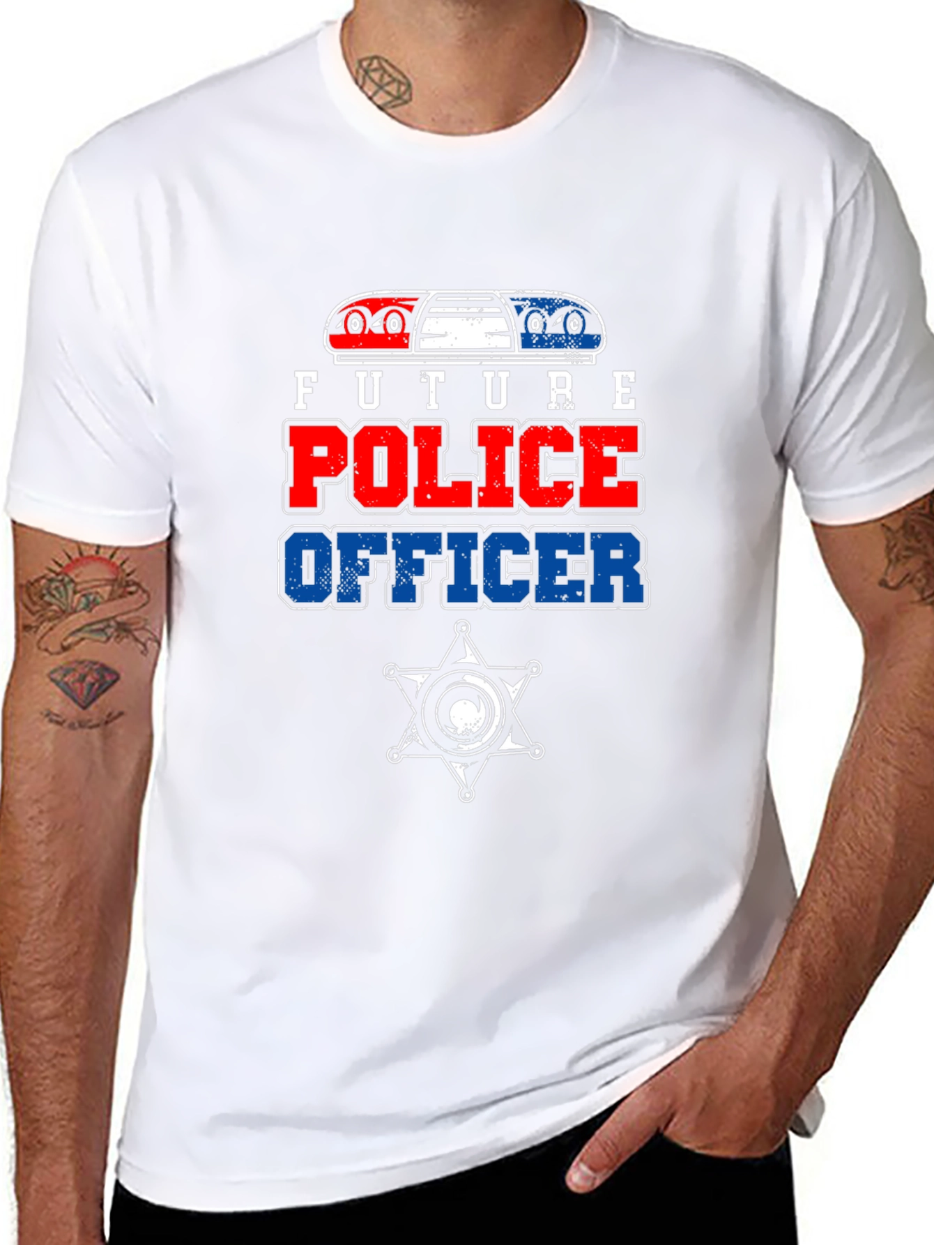 Future Police Officer Graphic Tee - Black Cotton T-Shirt