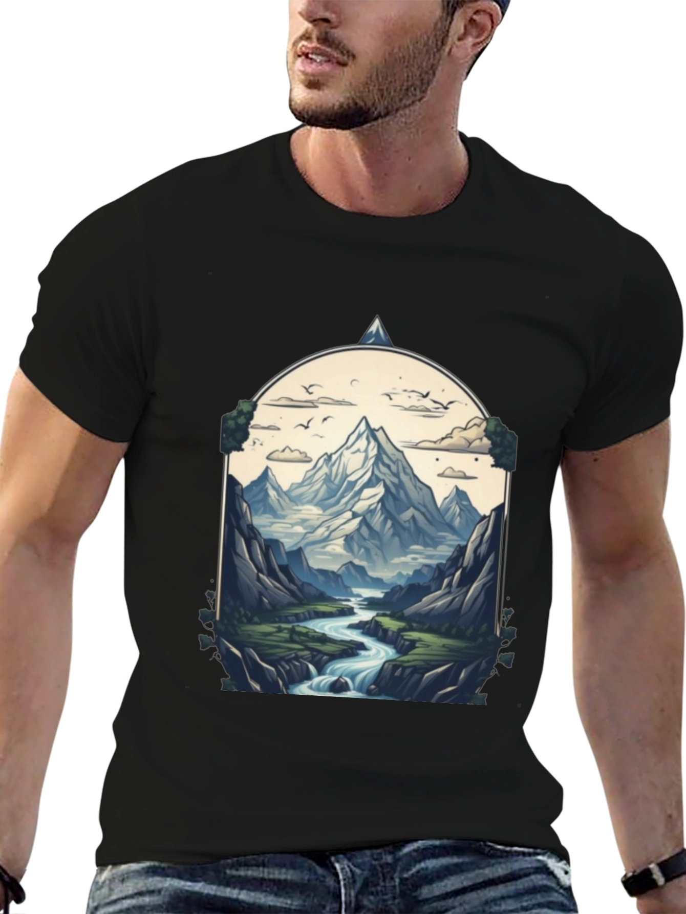 Mountain River T-Shirt - Nature Graphic Tee