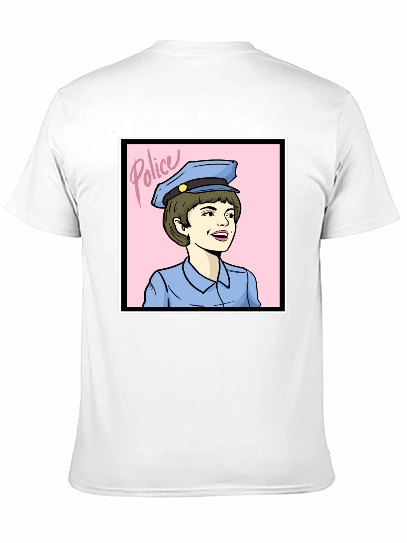 Retro Police Woman Graphic Tee - Black