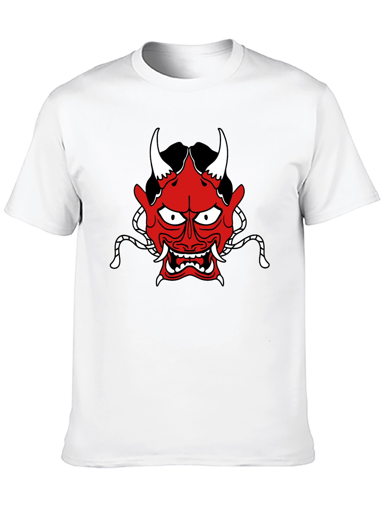Oni Mask Graphic Tee - Stylish Japanese Demon Design