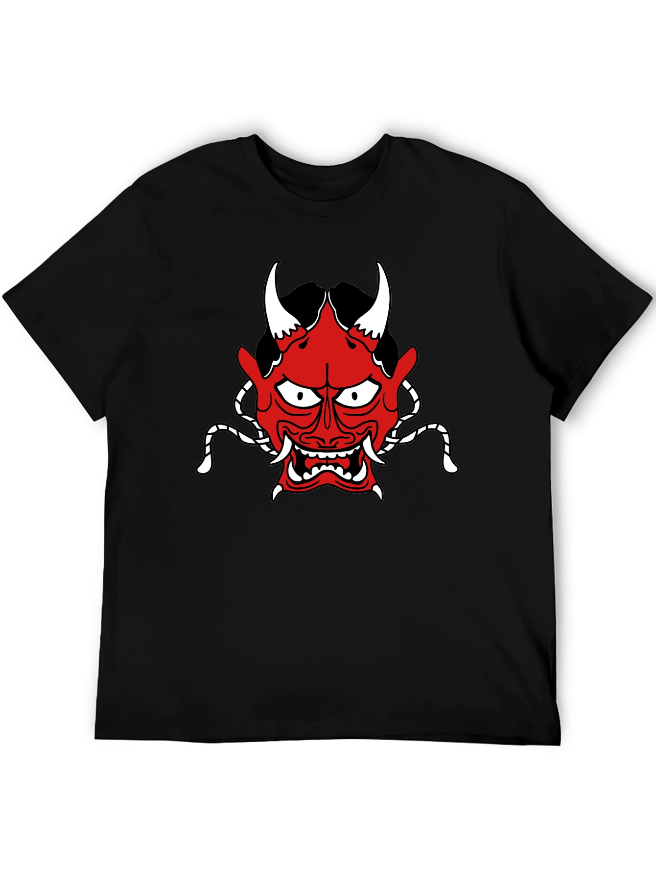 Oni Mask Graphic Tee - Stylish Japanese Demon Design
