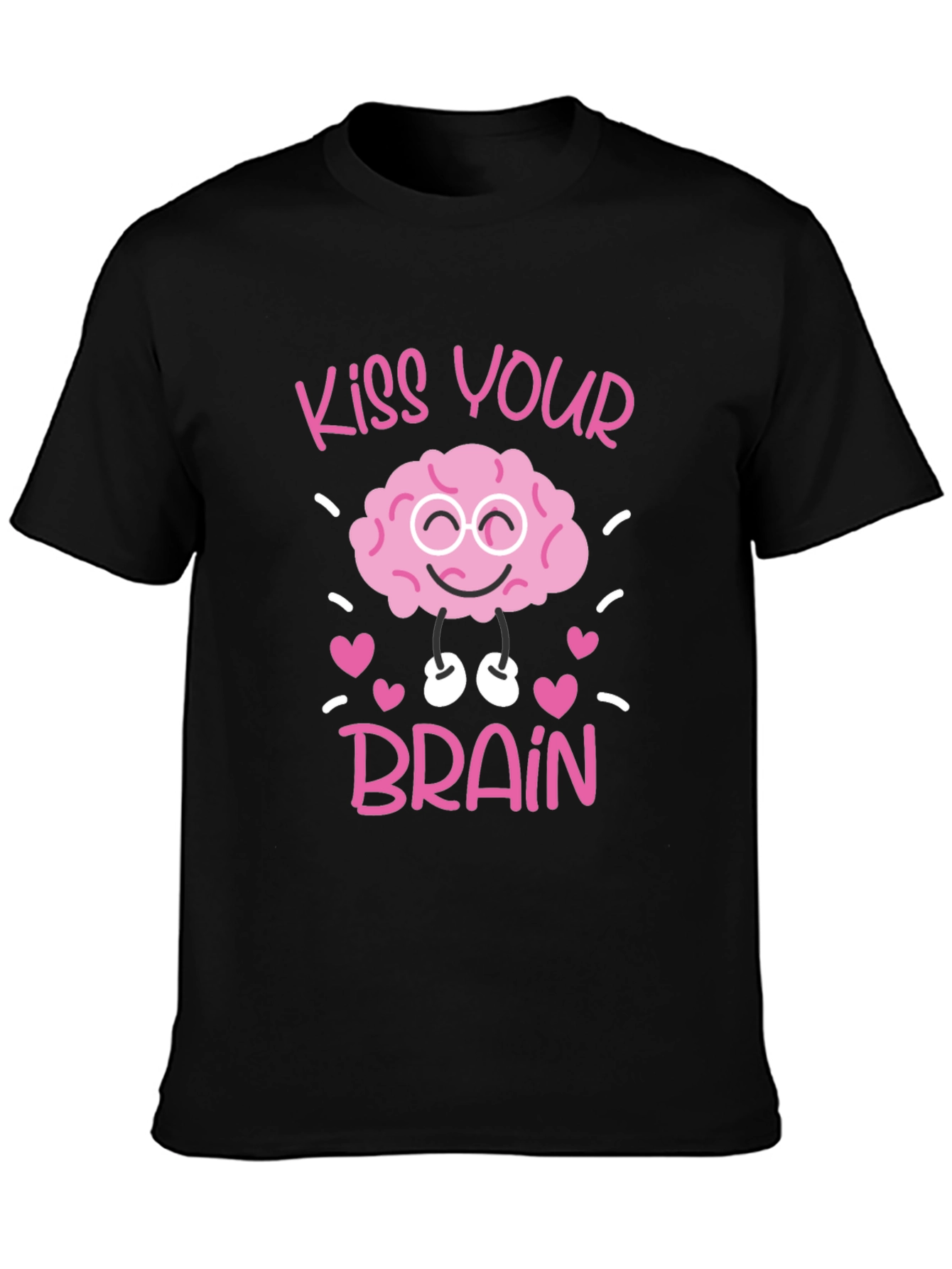 Kiss Your Brain Graphic Tee - Black Cotton Shirt