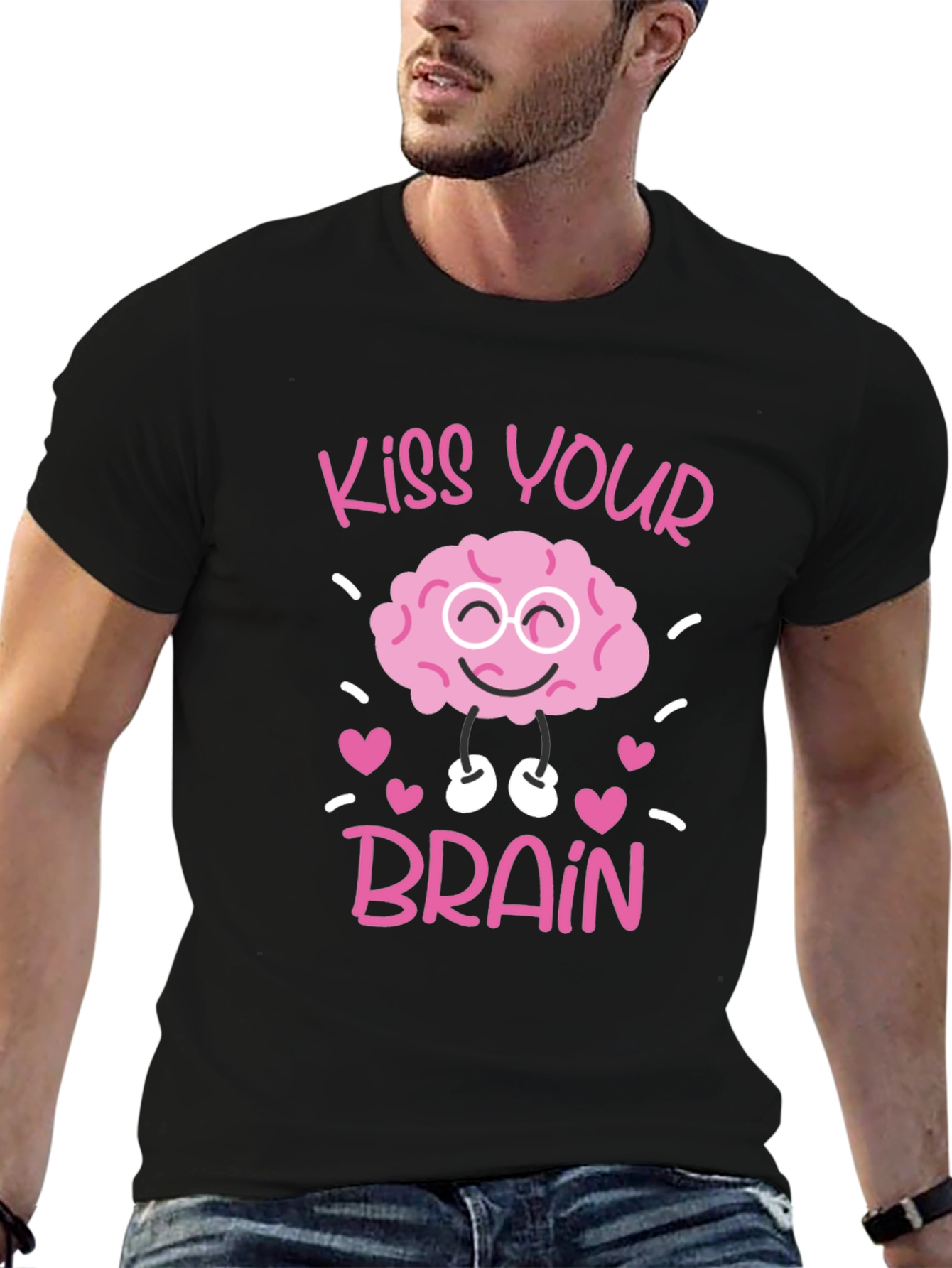 Kiss Your Brain Graphic Tee - Black Cotton Shirt