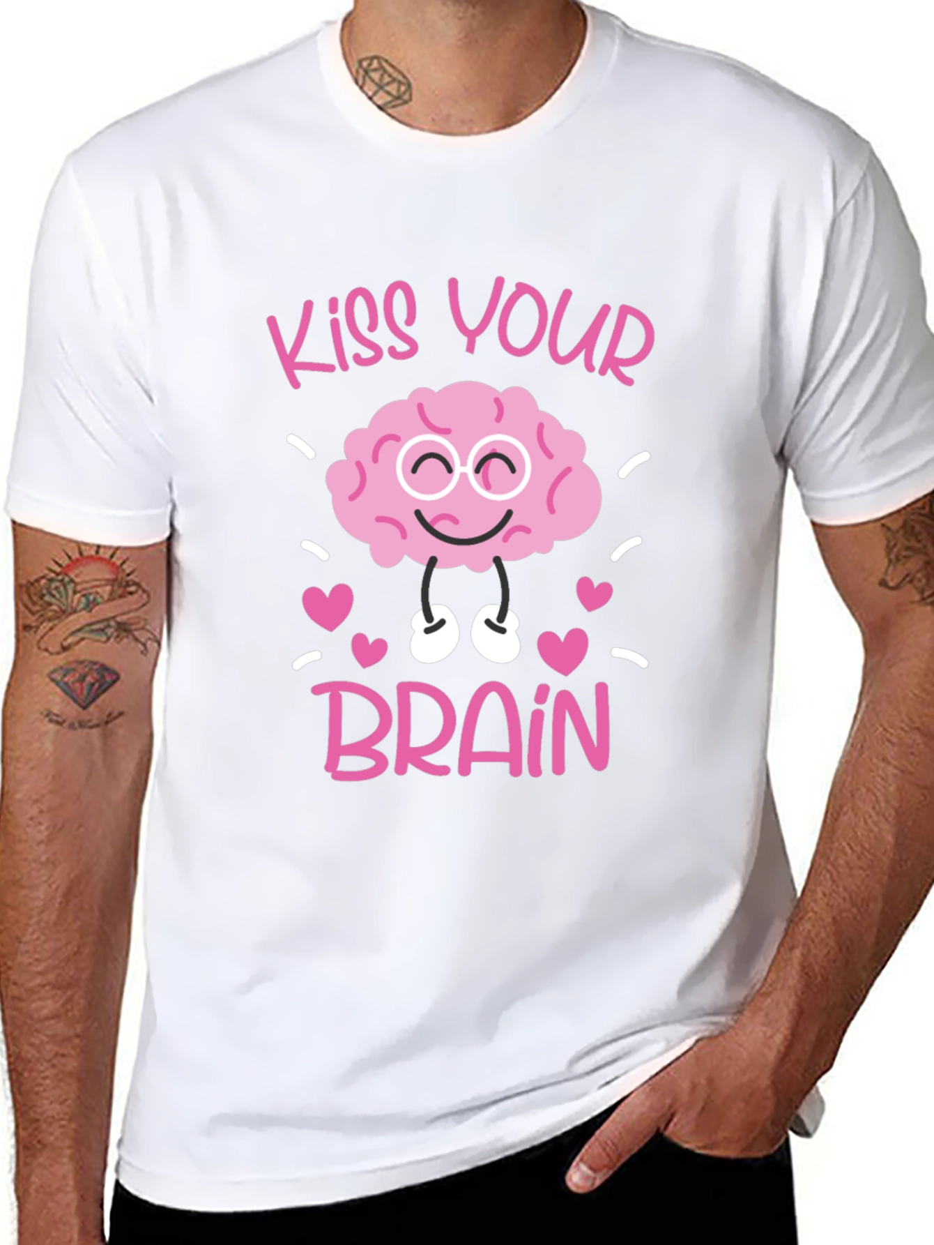 Kiss Your Brain Graphic Tee - Black Cotton Shirt