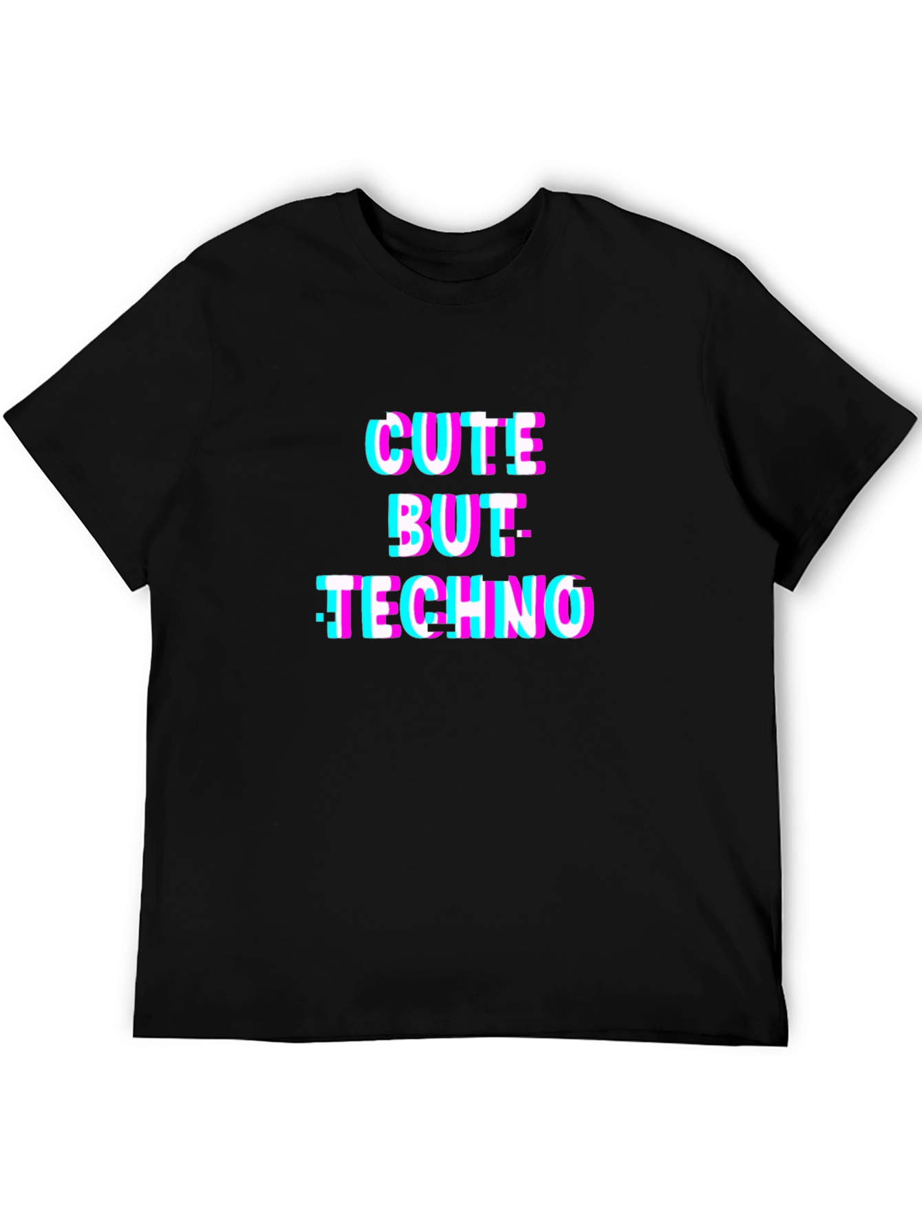 Cute But Techno T-Shirt - Glitch Style Black Tee