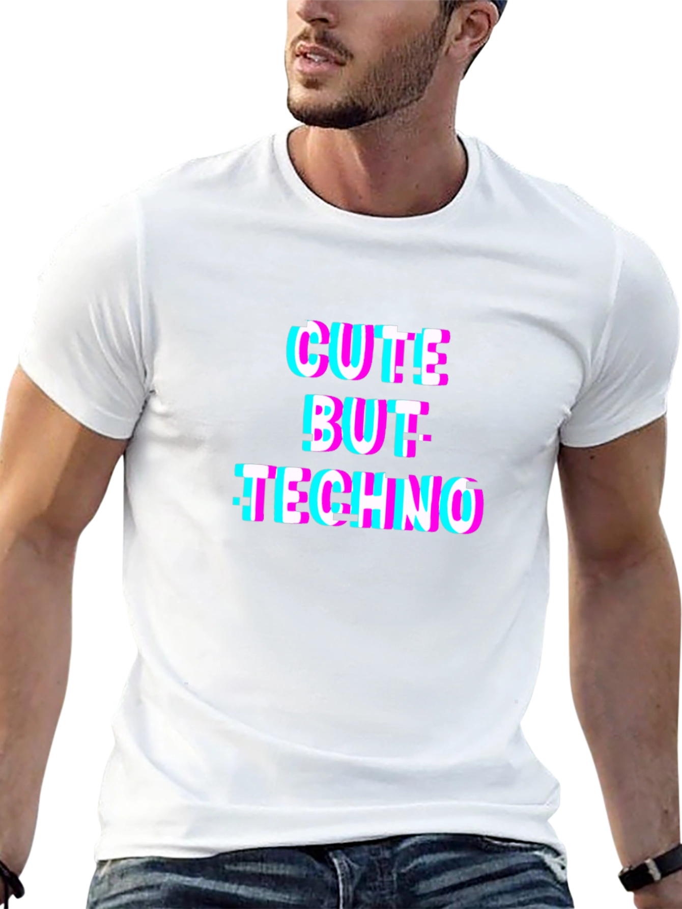 Cute But Techno T-Shirt - Glitch Style Black Tee