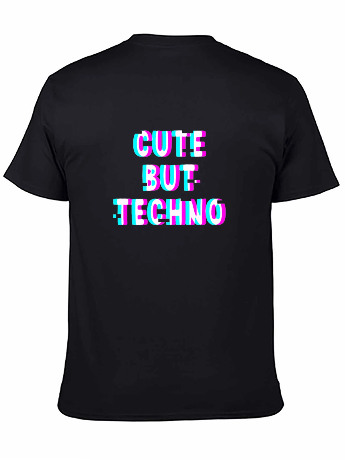 Cute But Techno T-Shirt - Glitch Style Black Tee