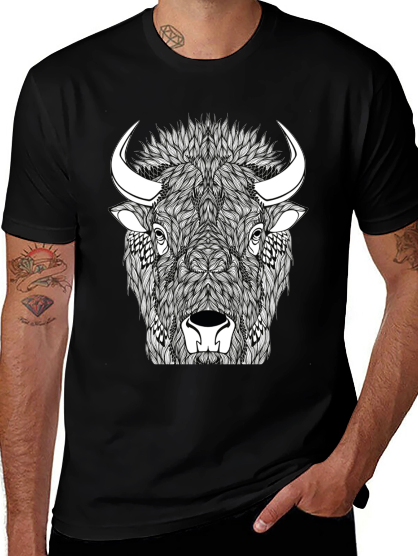 Buffalo Graphic Tee - Black Cotton Blend