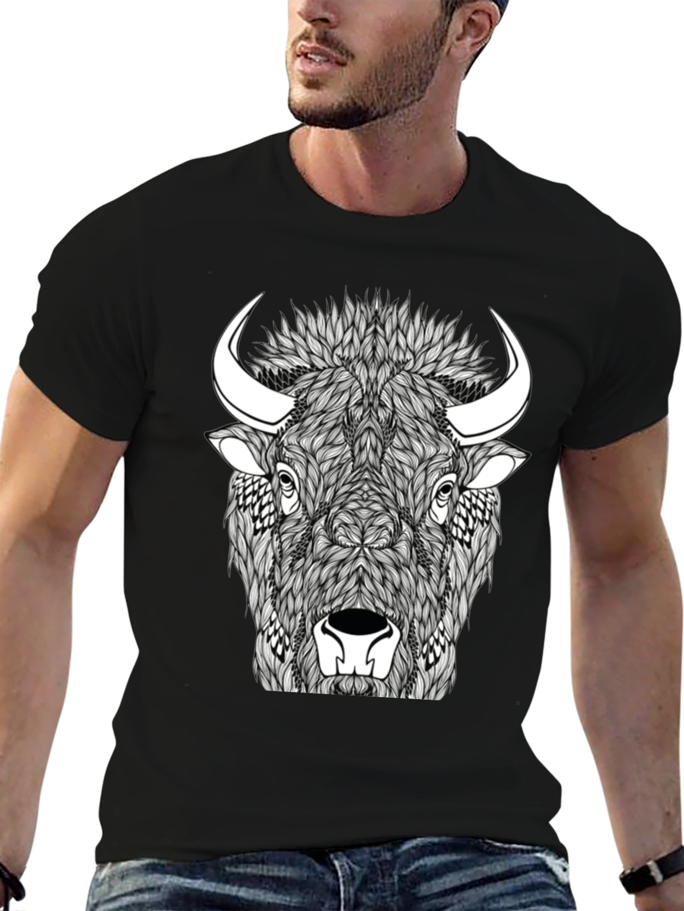 Buffalo Graphic Tee - Black Cotton Blend