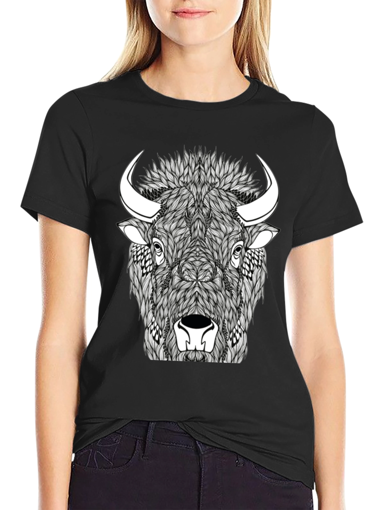 Buffalo Graphic Tee - Black Cotton Blend