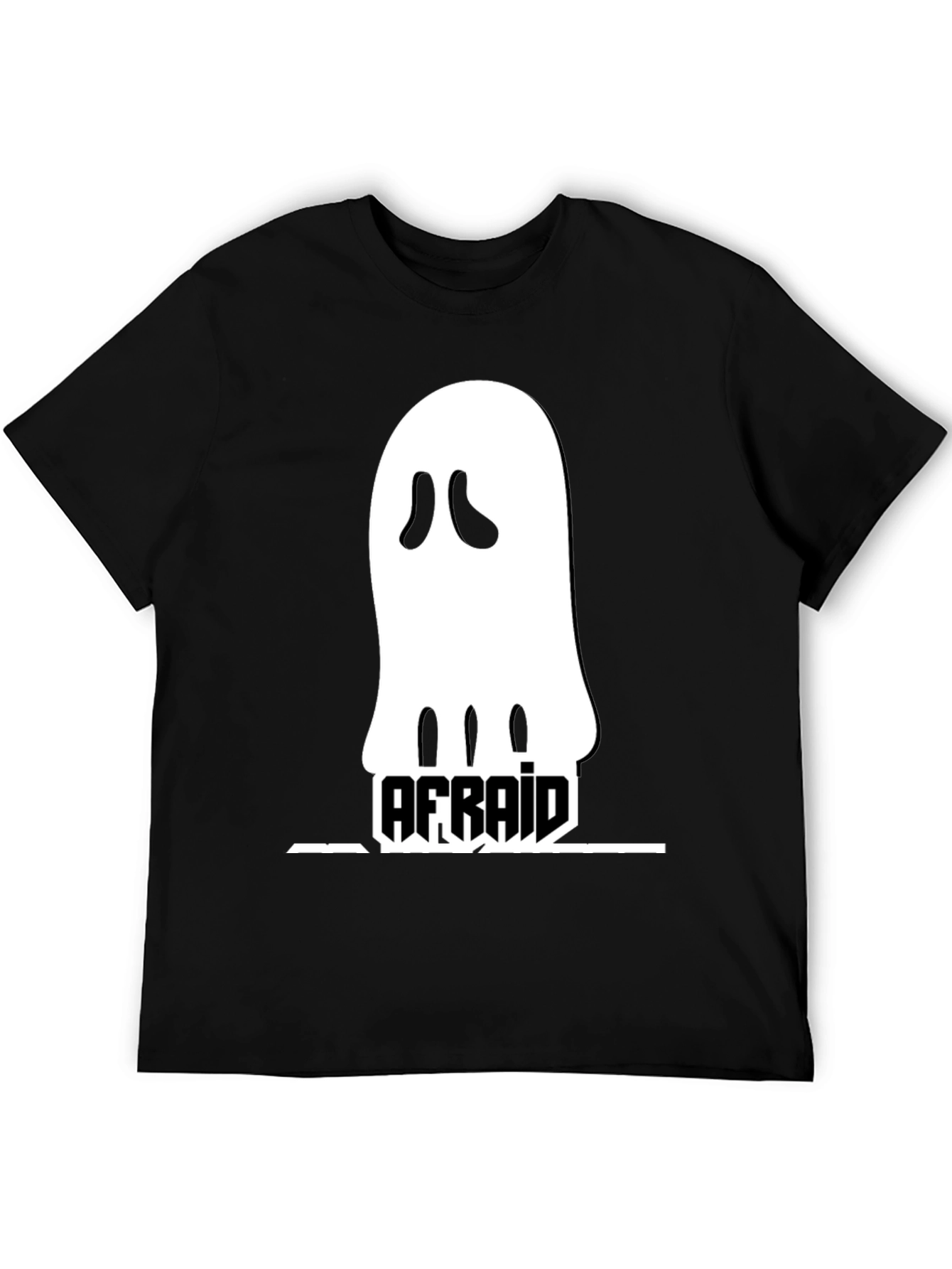 Afraid Ghost Graphic T-Shirt - Black