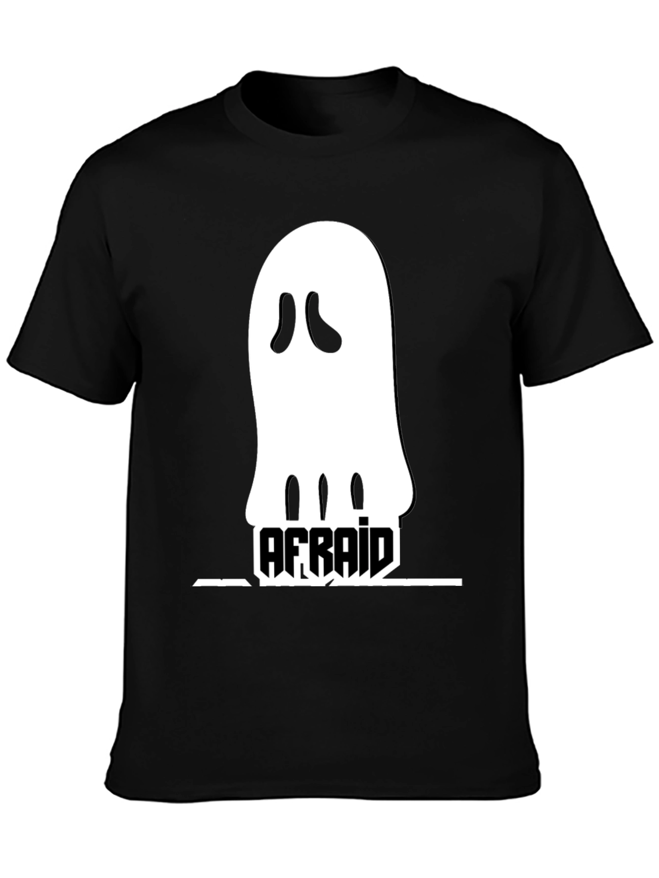 Afraid Ghost Graphic T-Shirt - Black