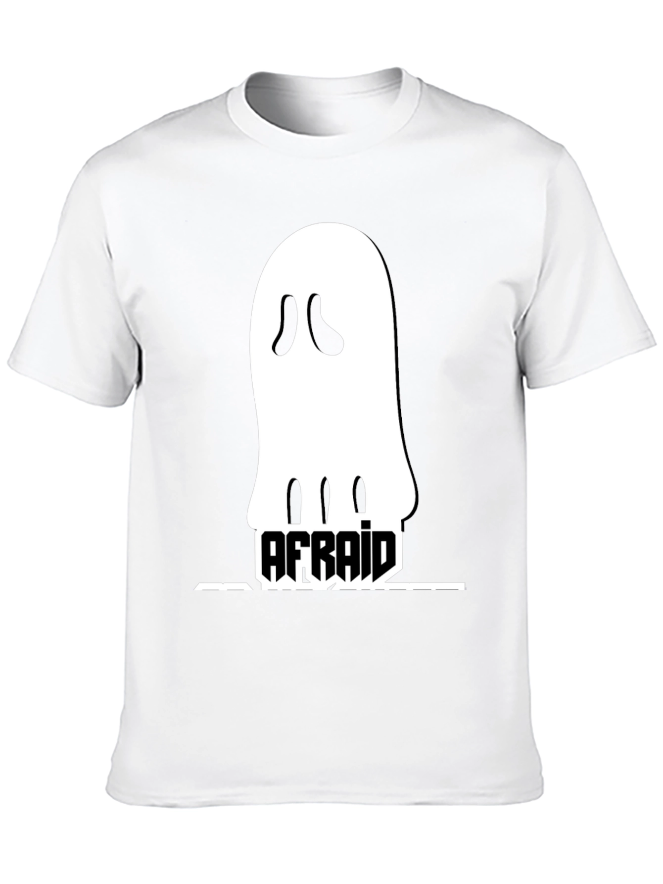 Afraid Ghost Graphic T-Shirt - Black