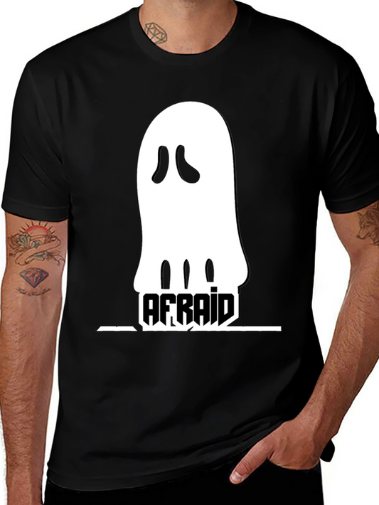Afraid Ghost Graphic T-Shirt - Black