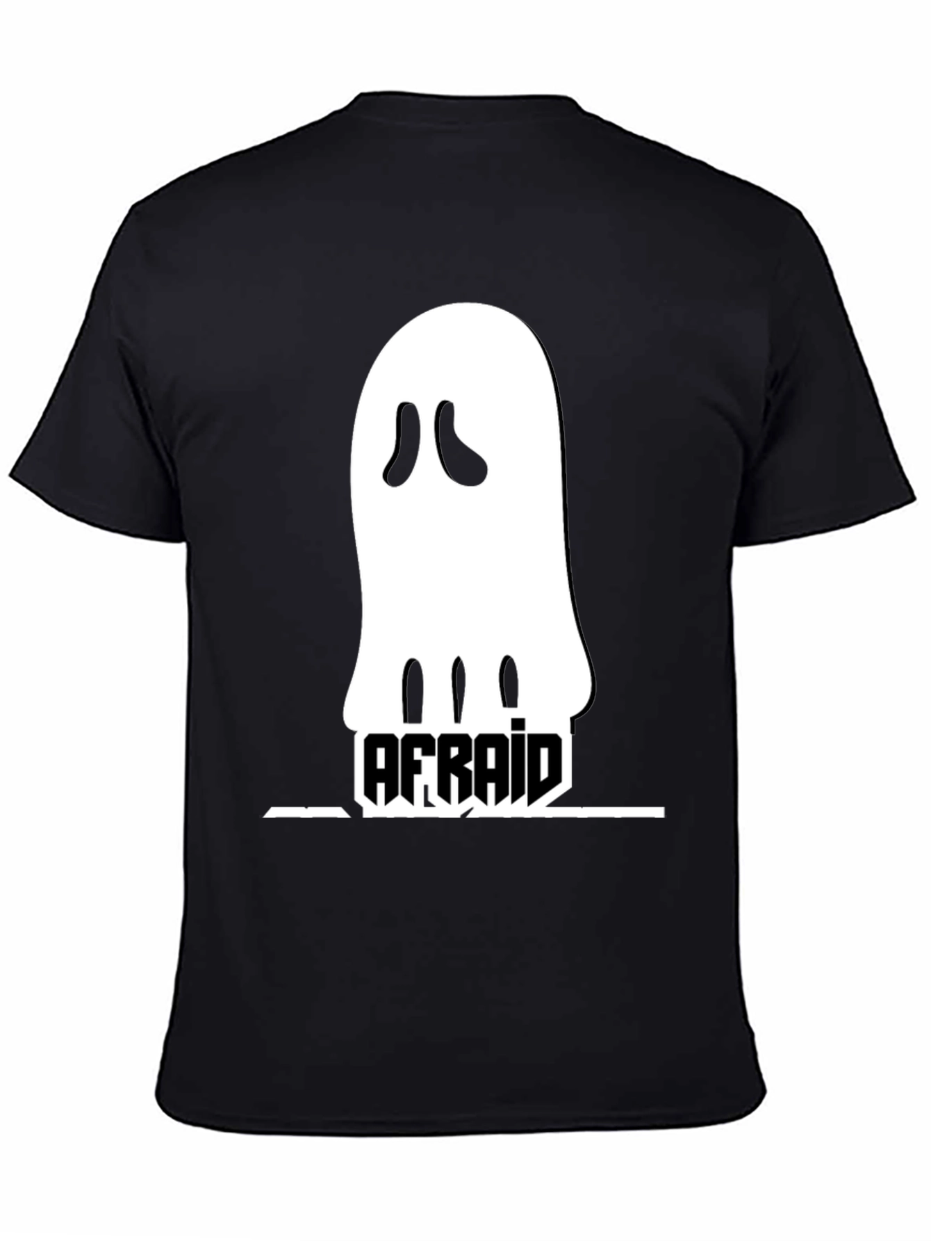 Afraid Ghost Graphic T-Shirt - Black