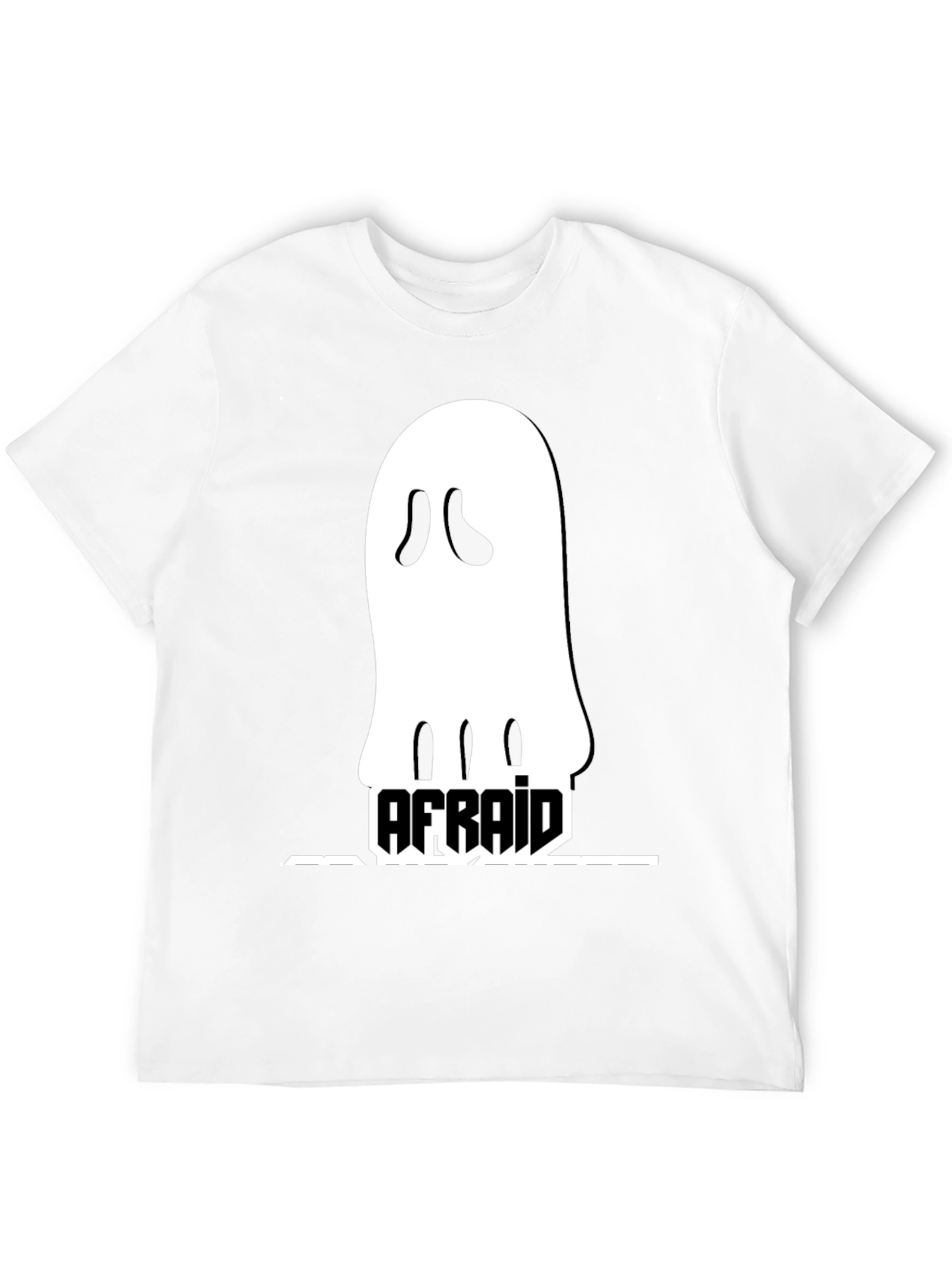 Afraid Ghost Graphic T-Shirt - Black