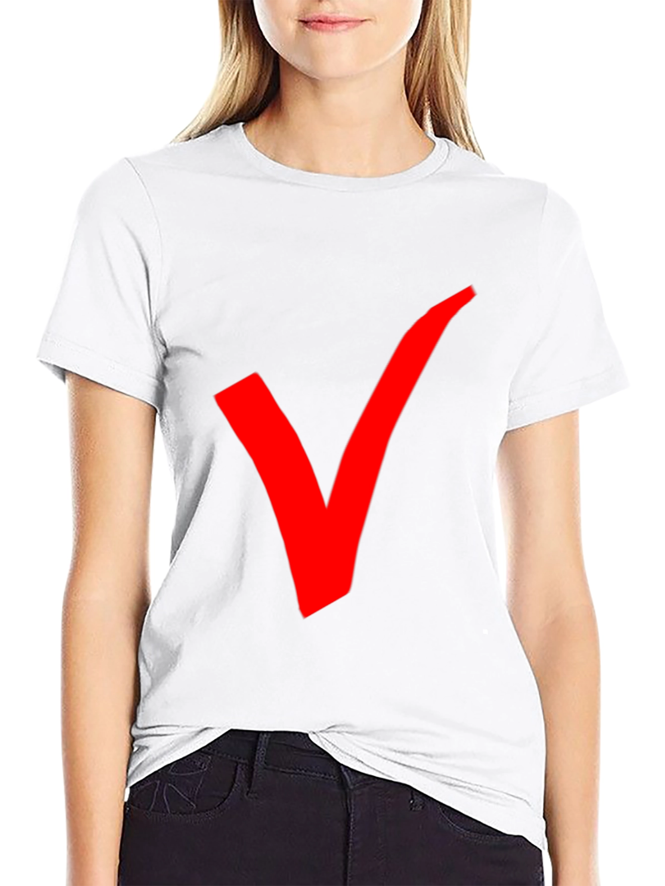 Bold Red Checkmark Black T-Shirt