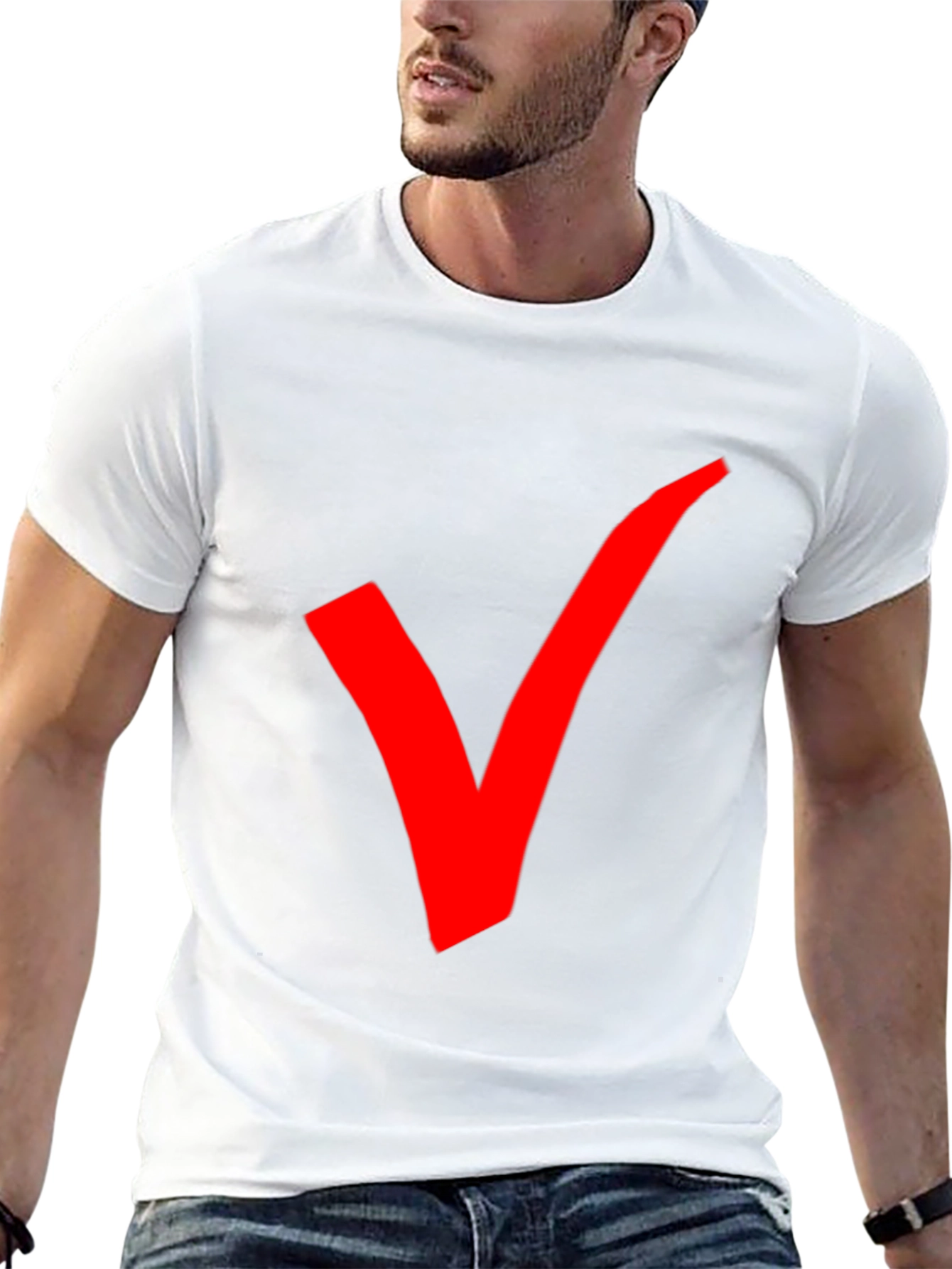 Bold Red Checkmark Black T-Shirt