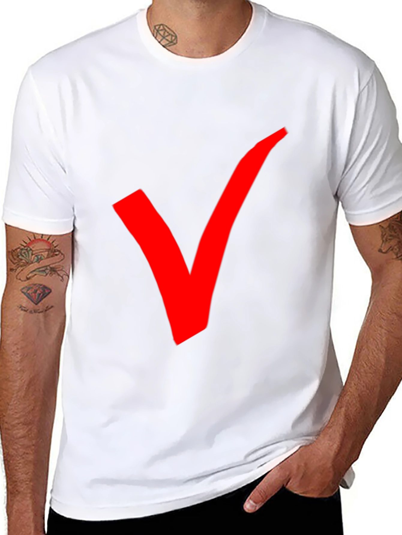 Bold Red Checkmark Black T-Shirt