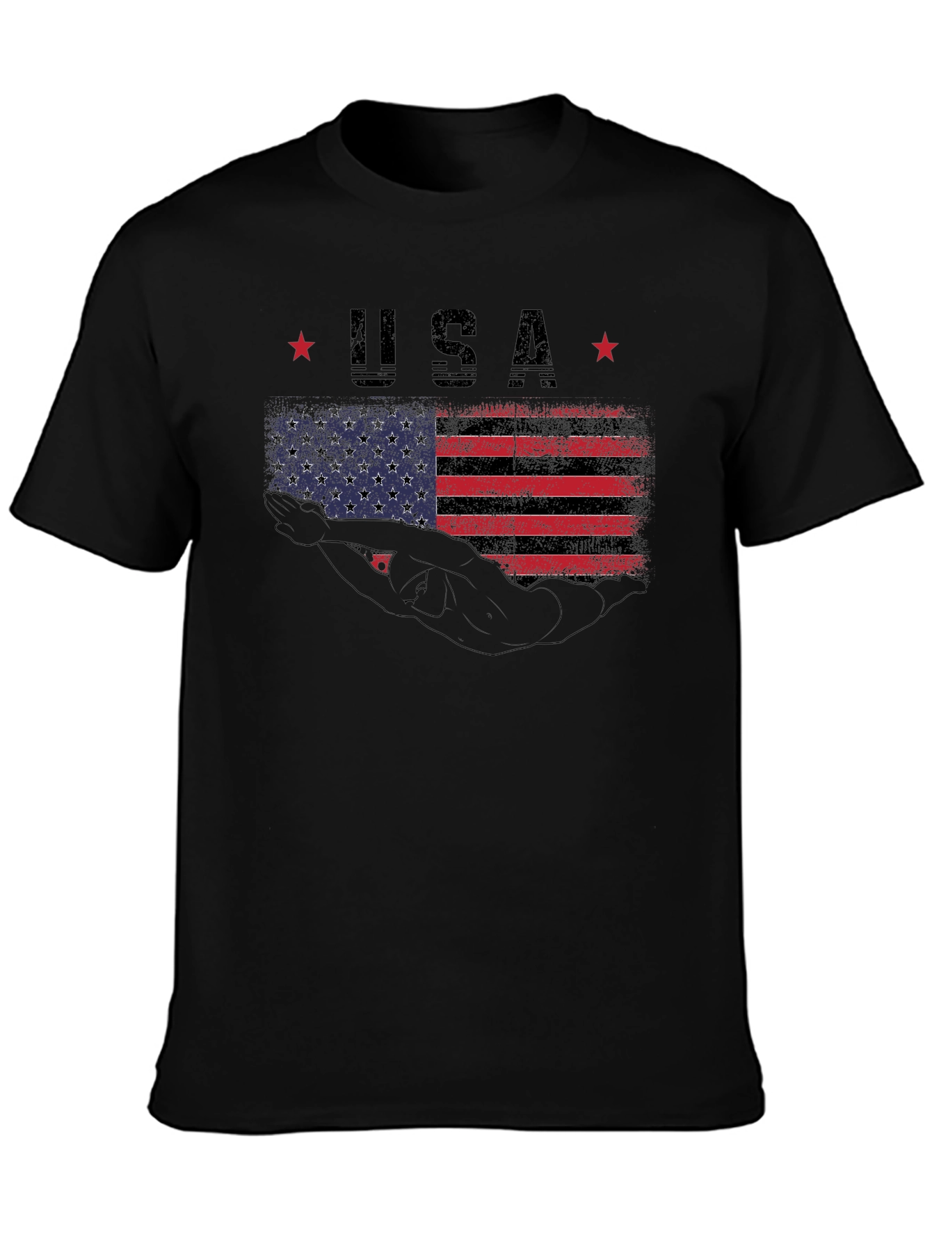 USA Swimmer Graphic T-Shirt - Patriotic Pride