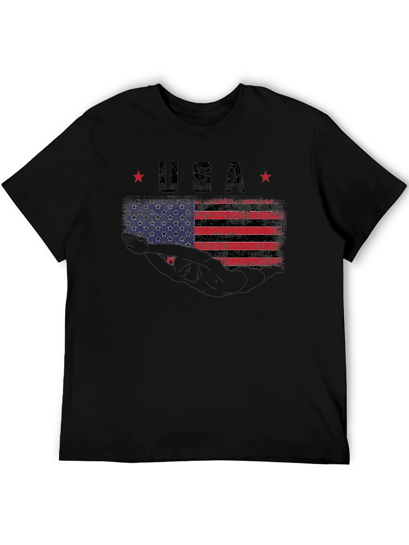 USA Swimmer Graphic T-Shirt - Patriotic Pride