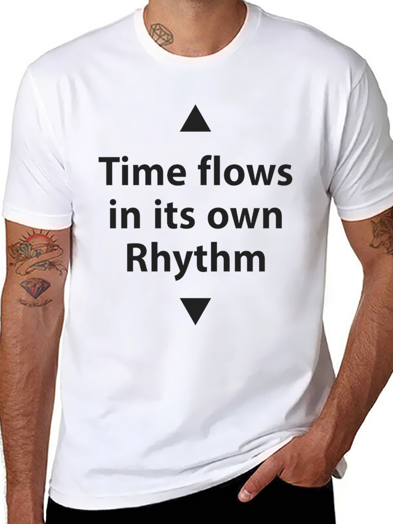 Time Flows Own Rhythm Black Graphic Tee Shirt