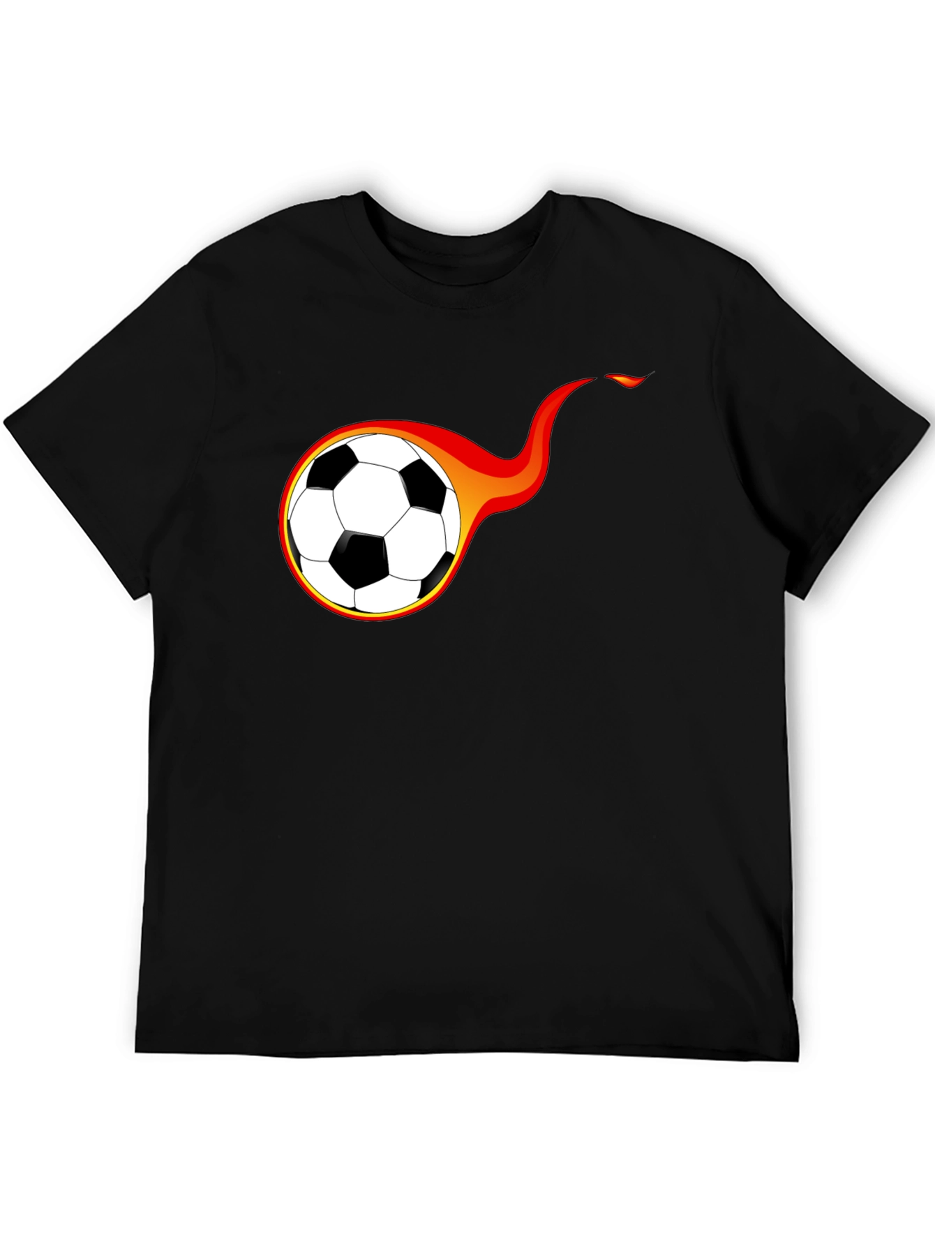 Fiery Soccer Ball Graphic T-Shirt - Black