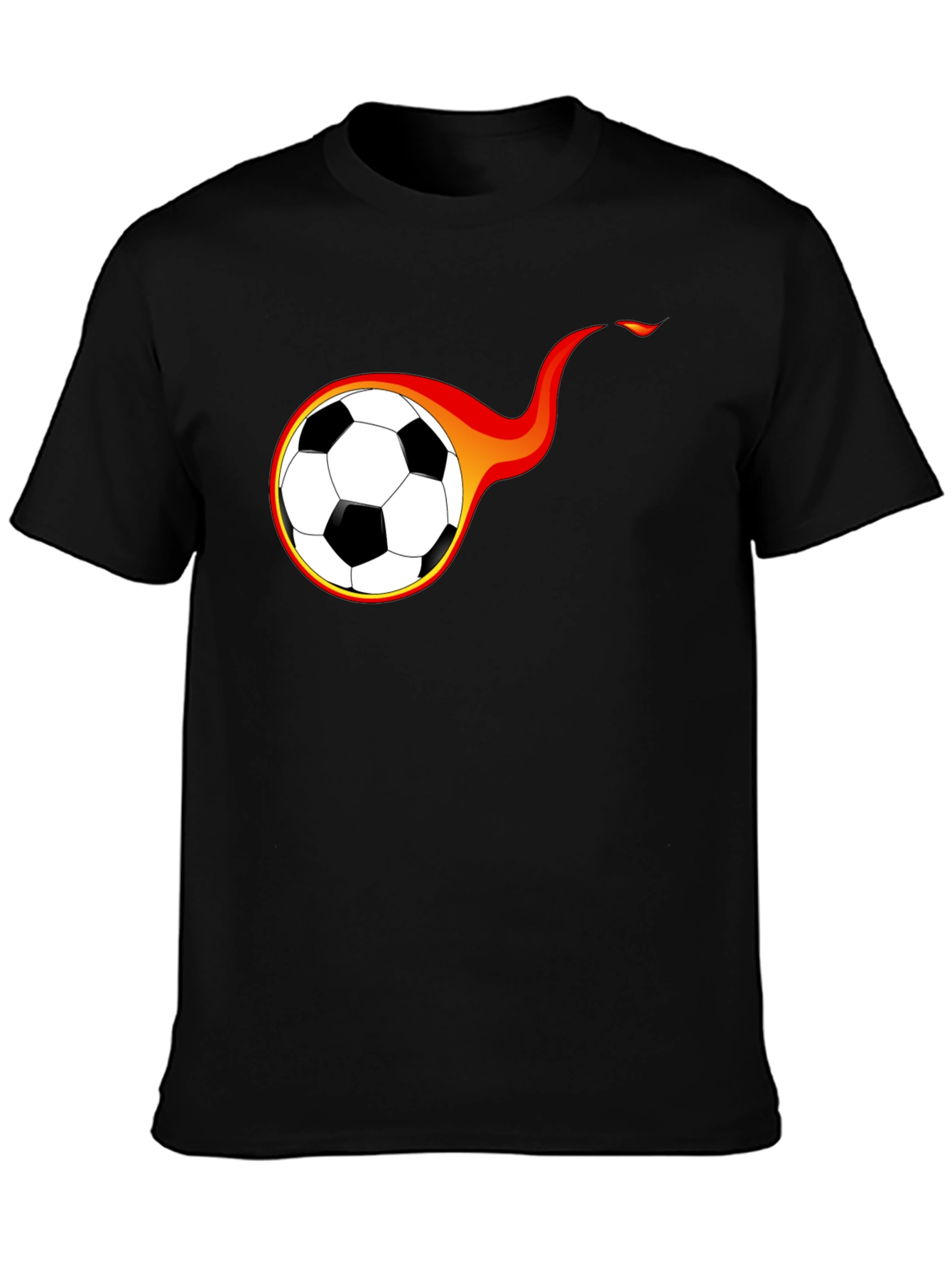 Fiery Soccer Ball Graphic T-Shirt - Black