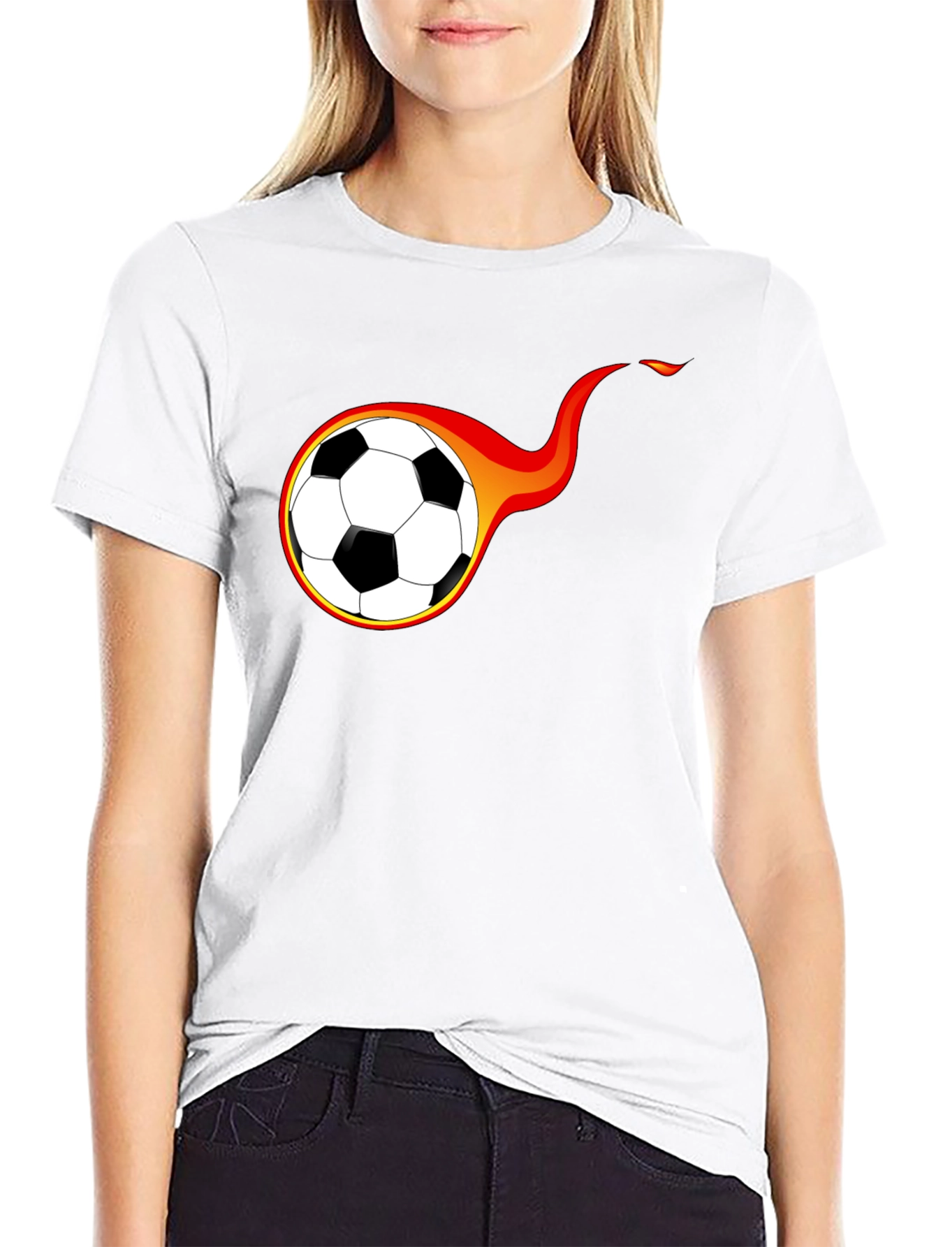 Fiery Soccer Ball Graphic T-Shirt - Black