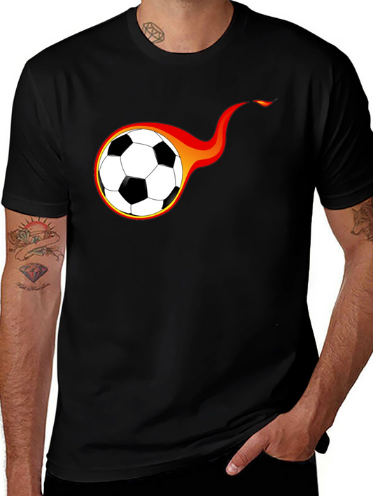 Fiery Soccer Ball Graphic T-Shirt - Black
