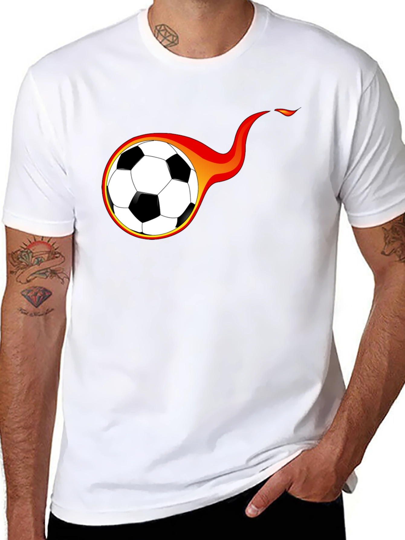 Fiery Soccer Ball Graphic T-Shirt - Black