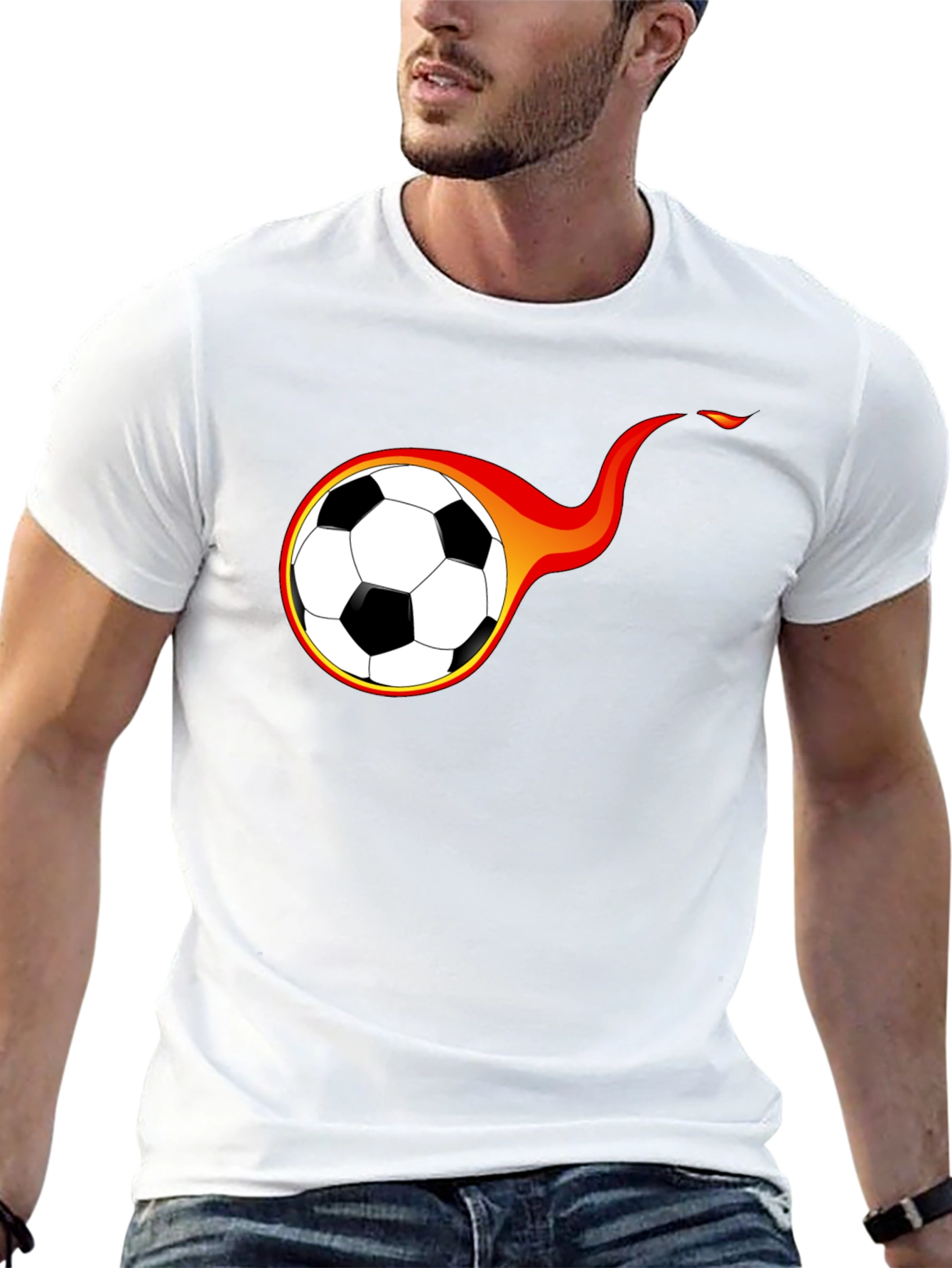 Fiery Soccer Ball Graphic T-Shirt - Black