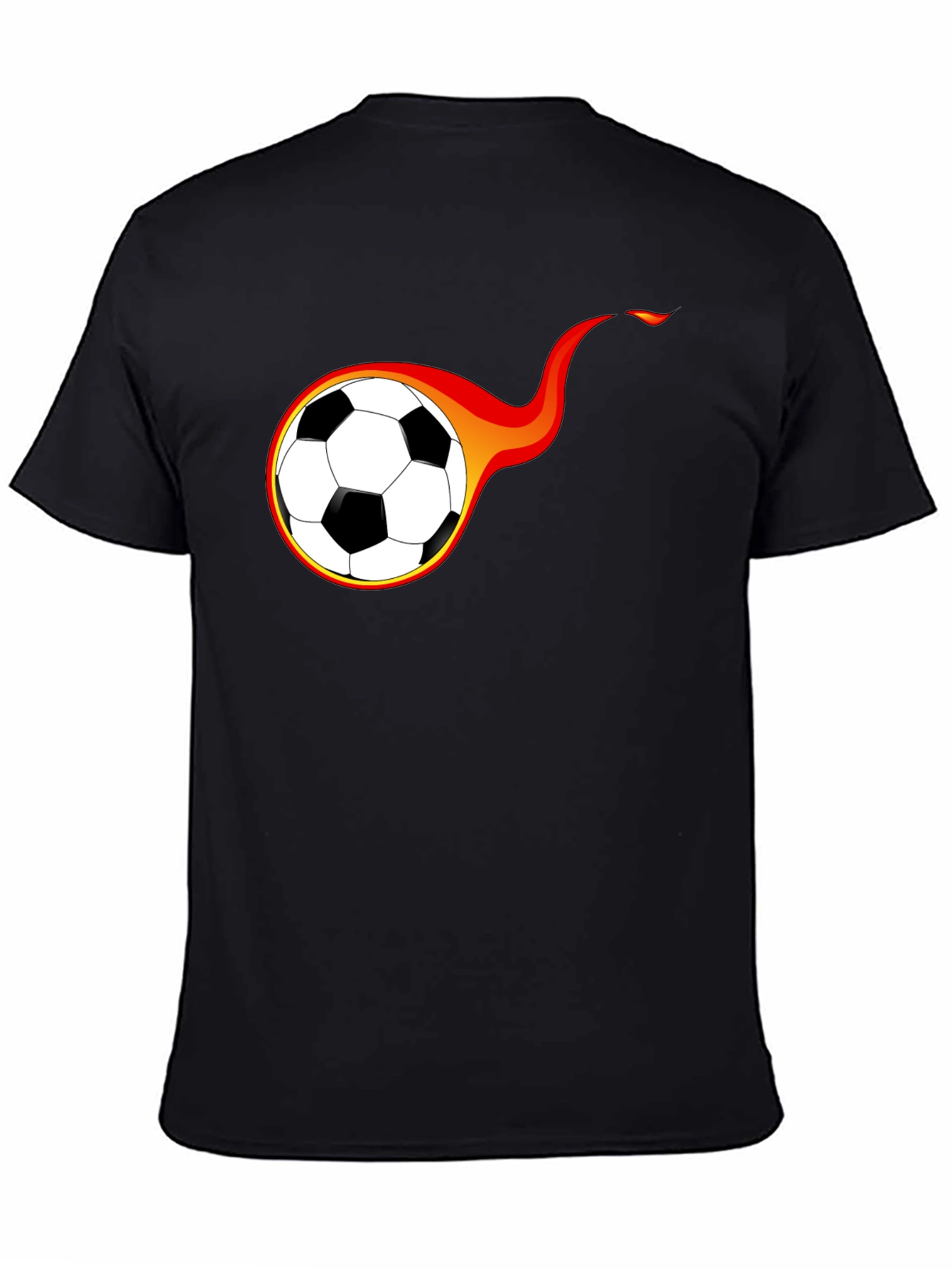 Fiery Soccer Ball Graphic T-Shirt - Black