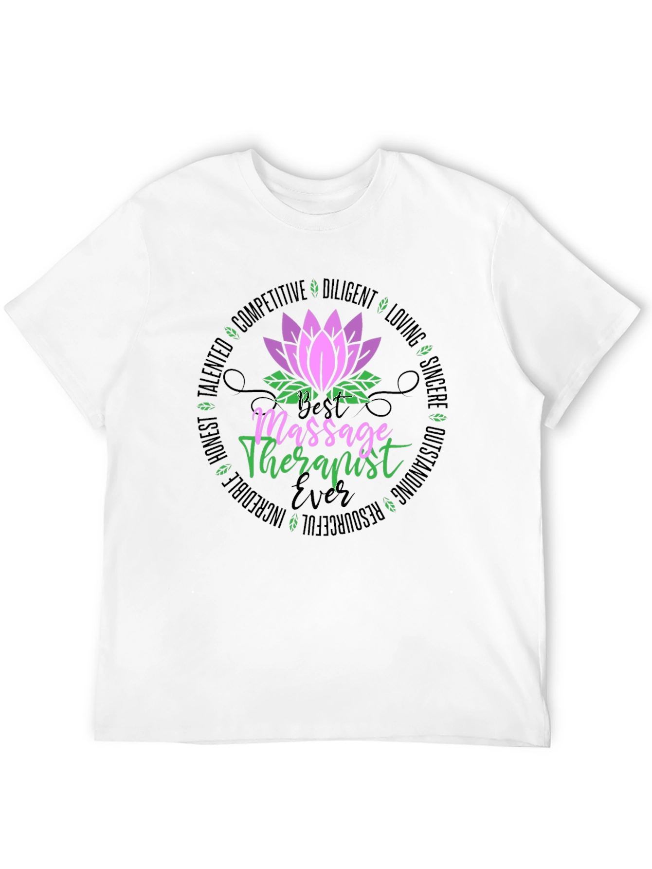 Massage Therapist Ever T-Shirt - Lotus Design Black Tee