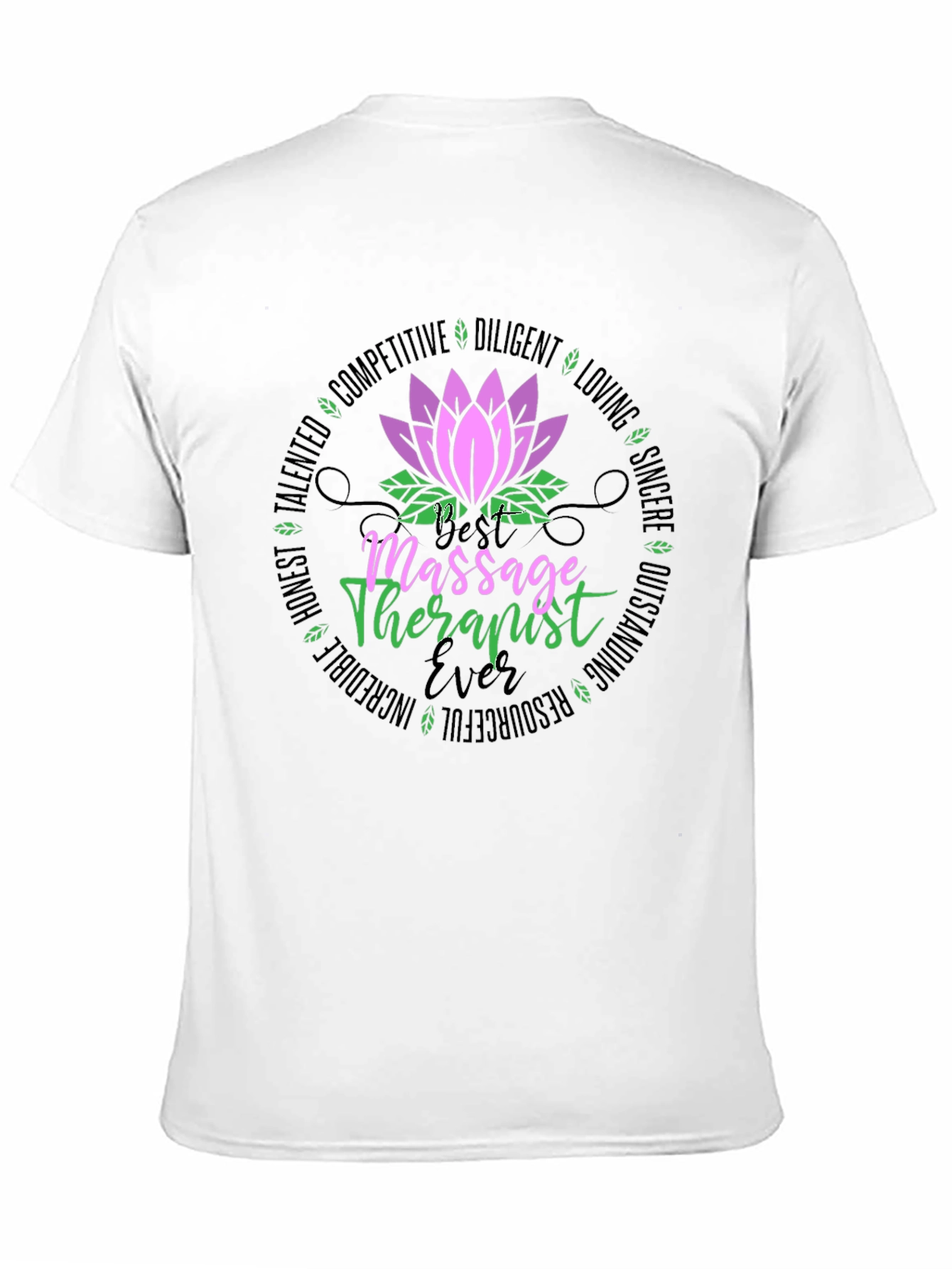 Massage Therapist Ever T-Shirt - Lotus Design Black Tee