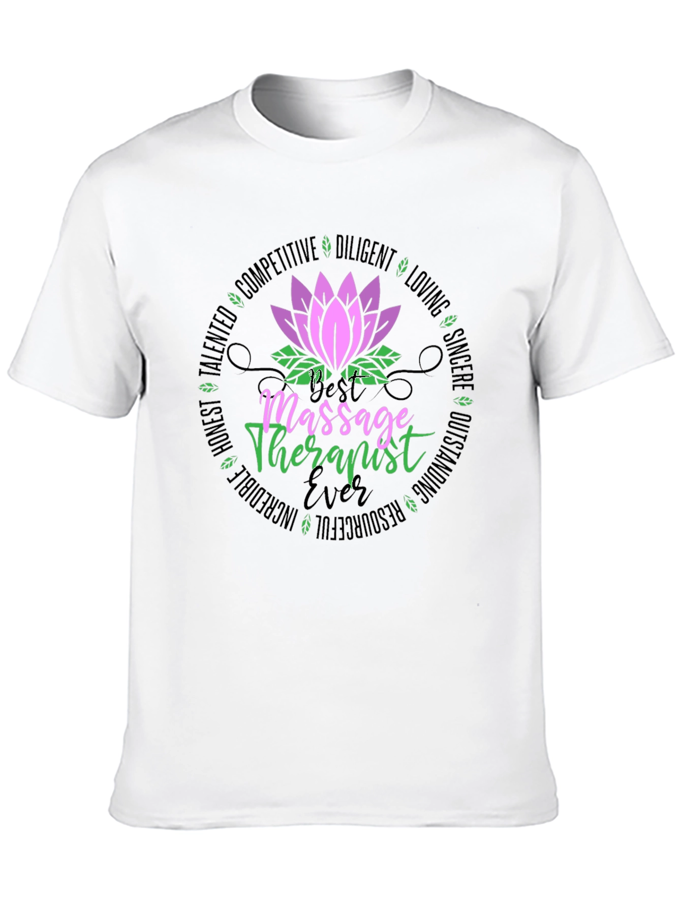 Massage Therapist Ever T-Shirt - Lotus Design Black Tee